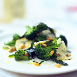 Broccoli, blue cheese and pine nut salad recipe Broccoli, blue cheese and pine nut salad recipe