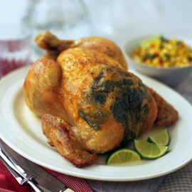 Herb-roasted chicken with spicy corn salsa recipe Herb-roasted chicken with spicy corn salsa recipe