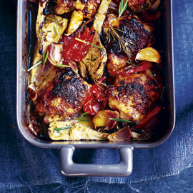 Mustard Chicken with Roasted Vegtables recipe Mustard chicken with roasted vegtables-chicken recipes-new recipes-recipe ideas-woman and home
