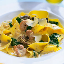 Spinach and mushroom pappardelle recipe Spinach and mushroom pappardelle recipe
