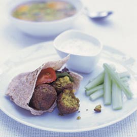 Falafel, salsa and pitta bread recipe