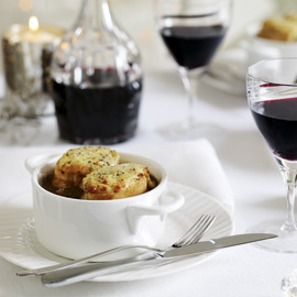 Beef and ale casserole with rarebit topping recipe