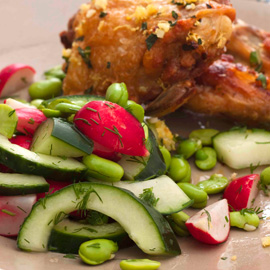 Radish, cucumber and broad bean salad recipe