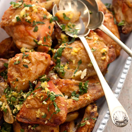 Roasted chicken with preserved lemons and mint gremolata recipe Roasted chicken with preserved lemons and mint gremolata recipe