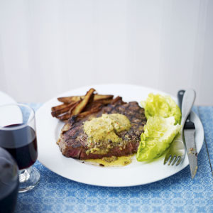Dry-aged sirloin with rosemary, hazelnut and chilli butter recipe