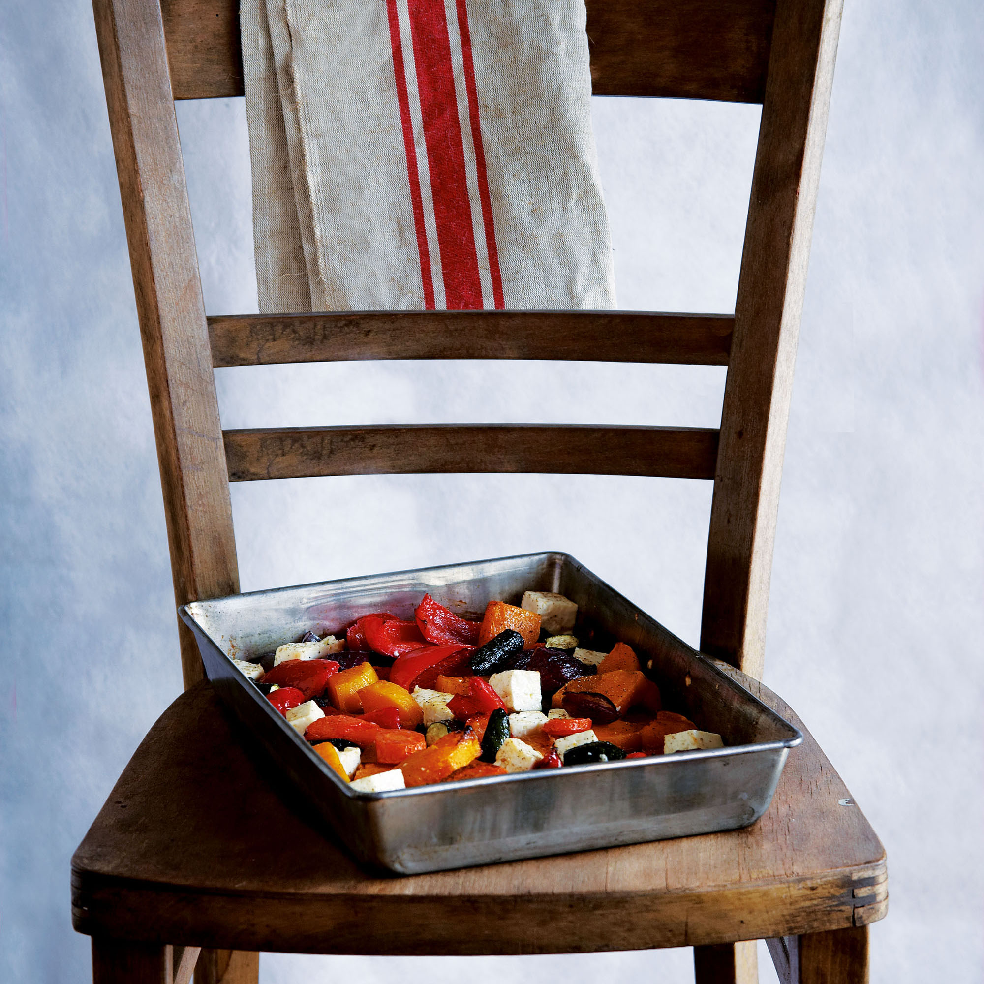 Roasted vegetables with honey and feta cheese recipe