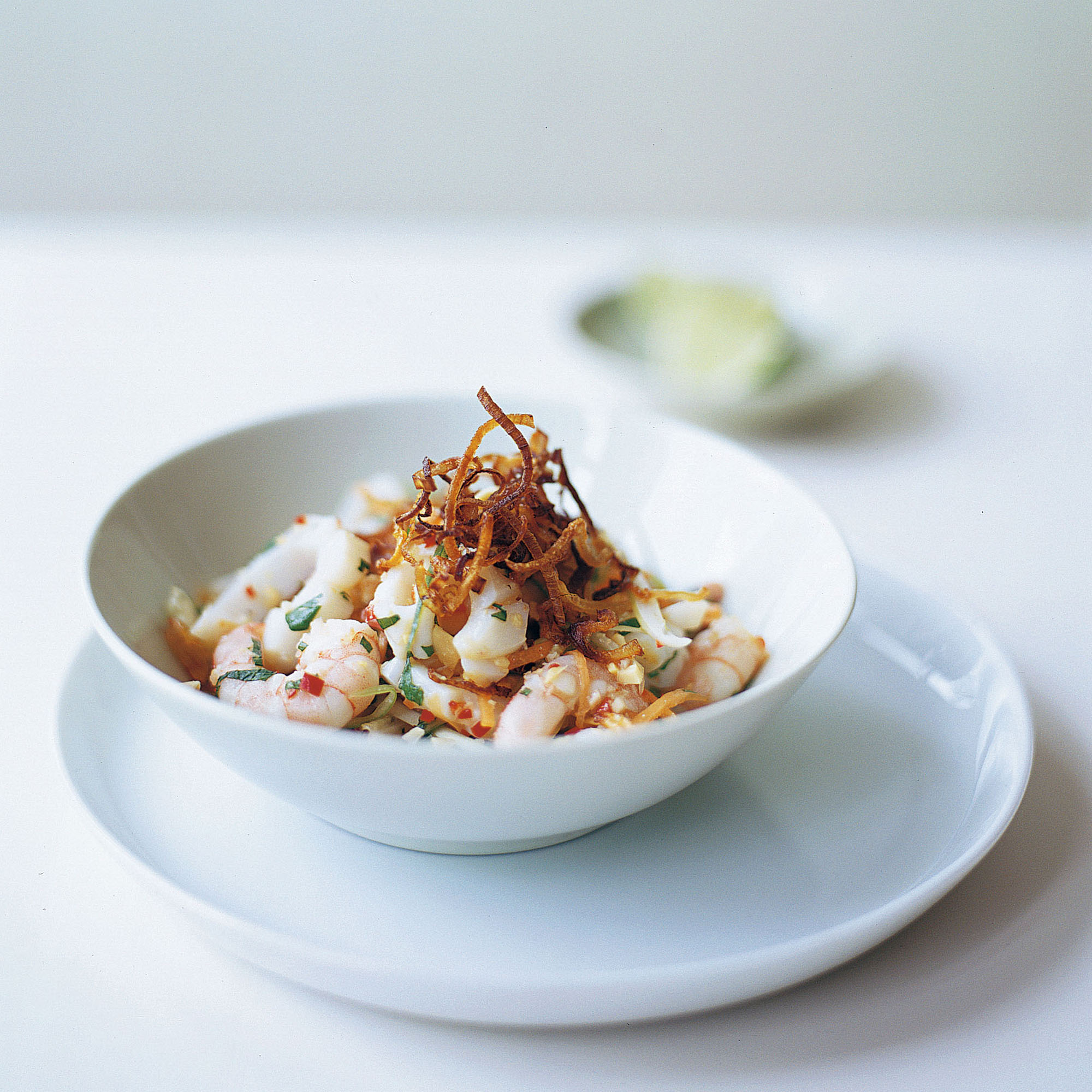 Vietnamese squid and prawn salad with mint recipe Vietnamese squid and prawn salad with mint recipe