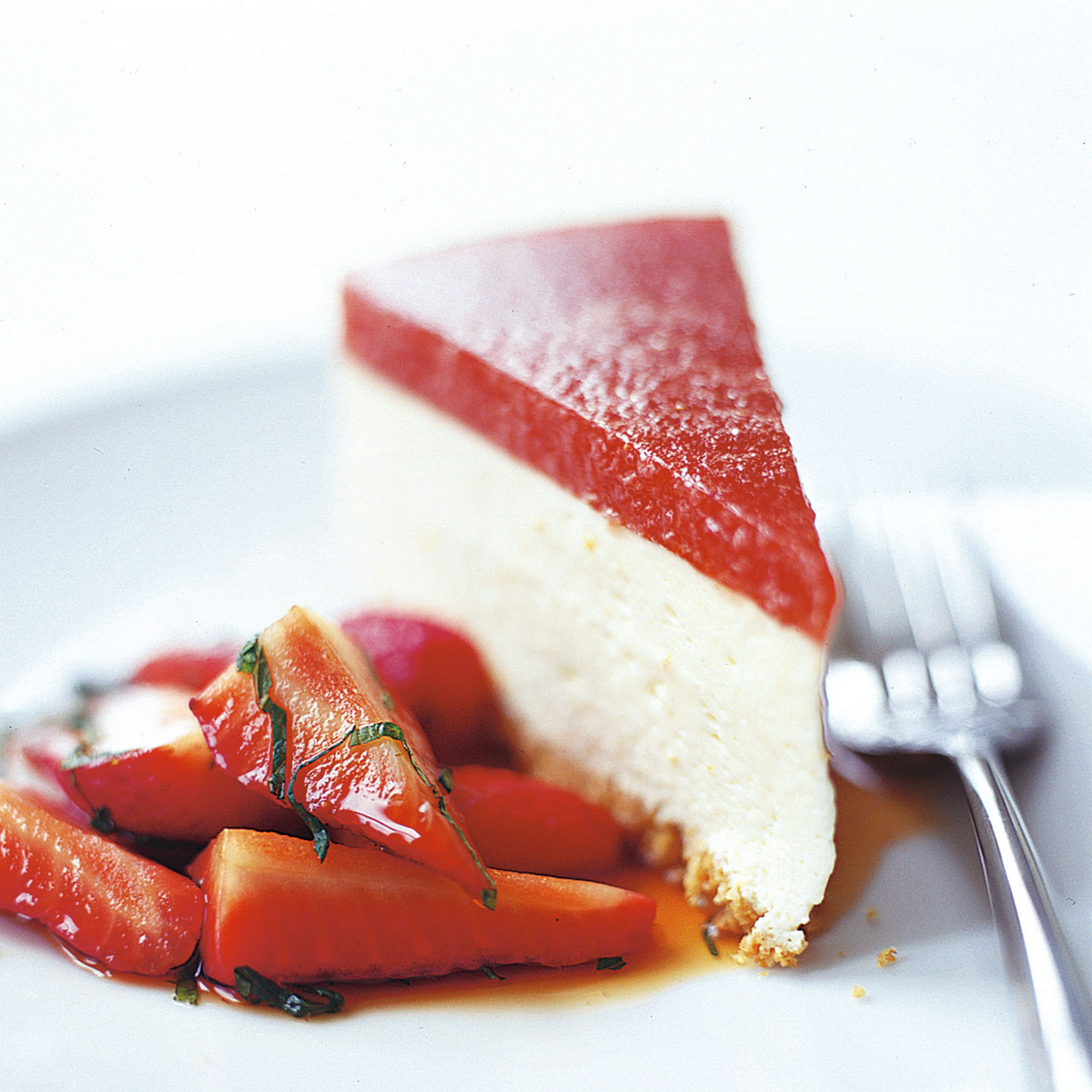 Orange Cheesecake with Strawberry and Pimms Jelly Orange Cheesecake with Strawberry and Pimms Jelly and strawberry and mint salad recipe