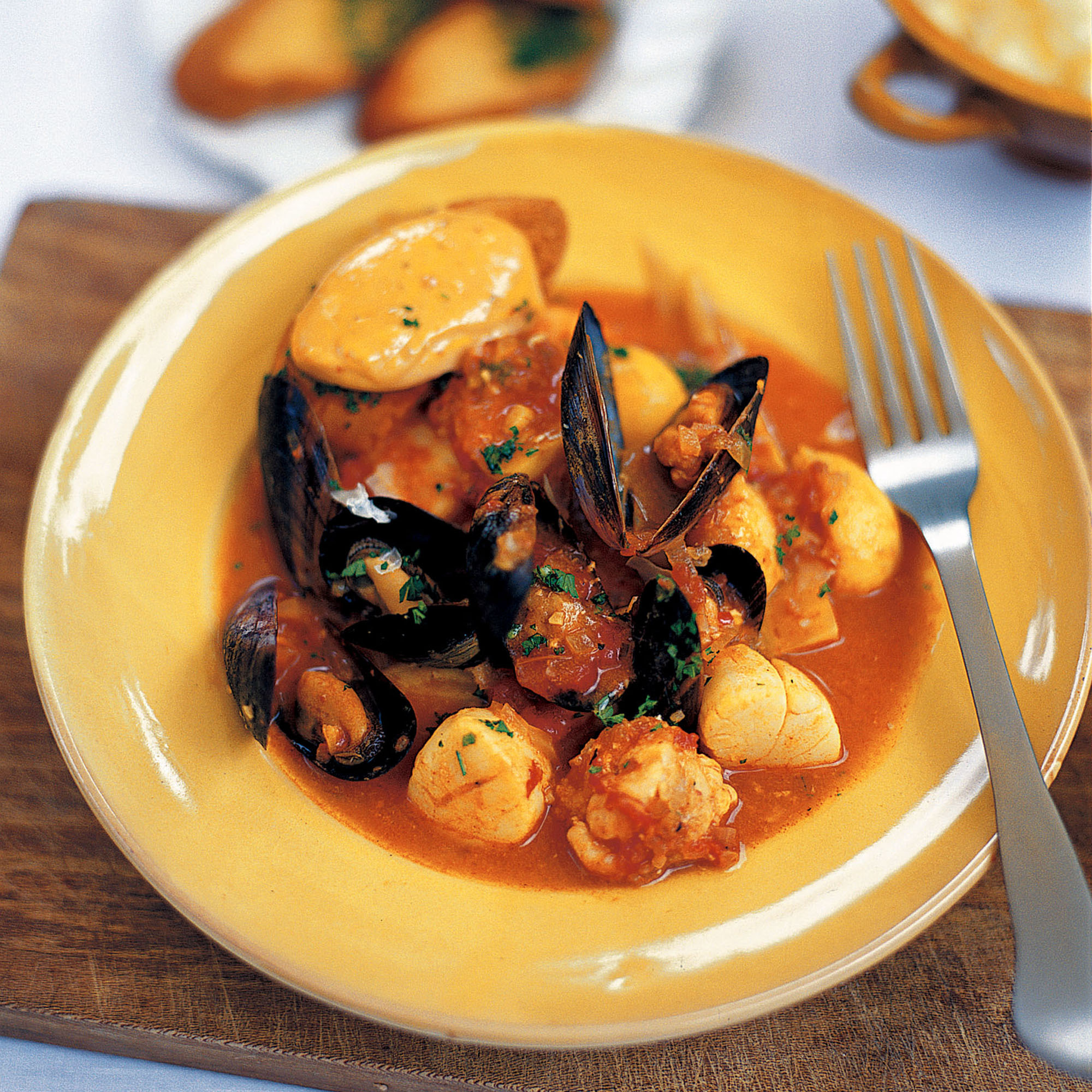 Mediterranean fish stew with rouille croutons recipe