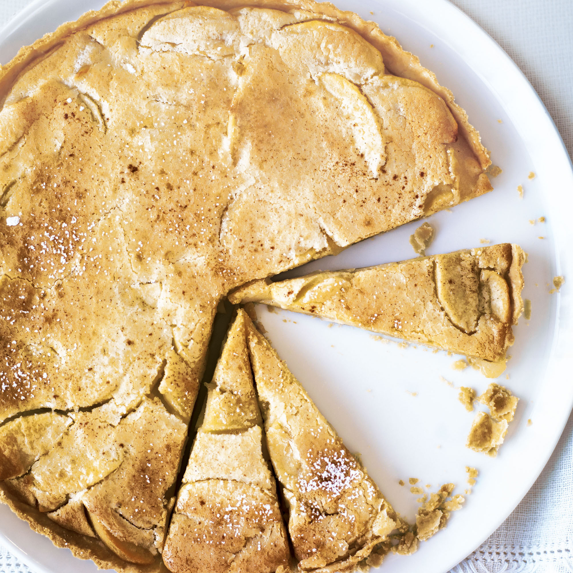 Calvados, apple and custard tart recipe