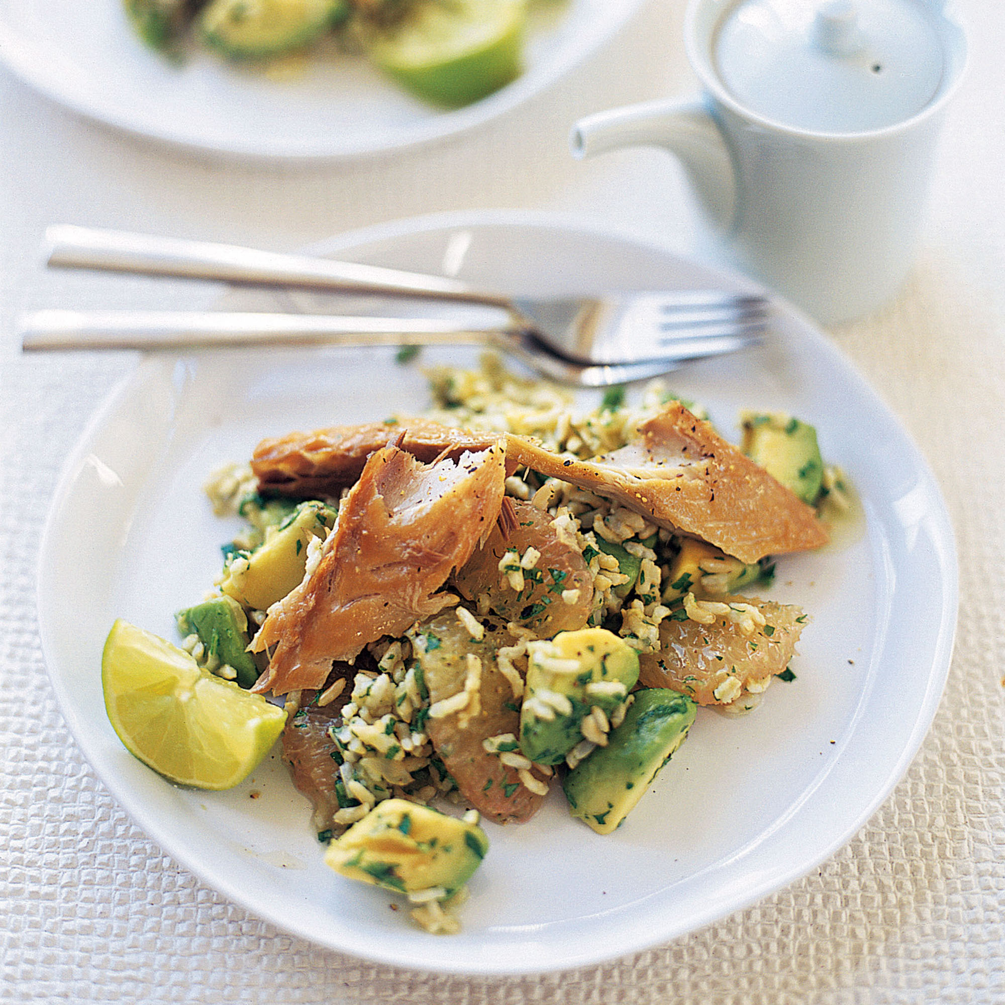 Smoked Mackerel Salad with Brown Rice, Pink Grapefruit and Avocado Smoked Mackerel Superfood Salad Recipe-mackerel recipes-recipe ideas-new recipes-woman and home