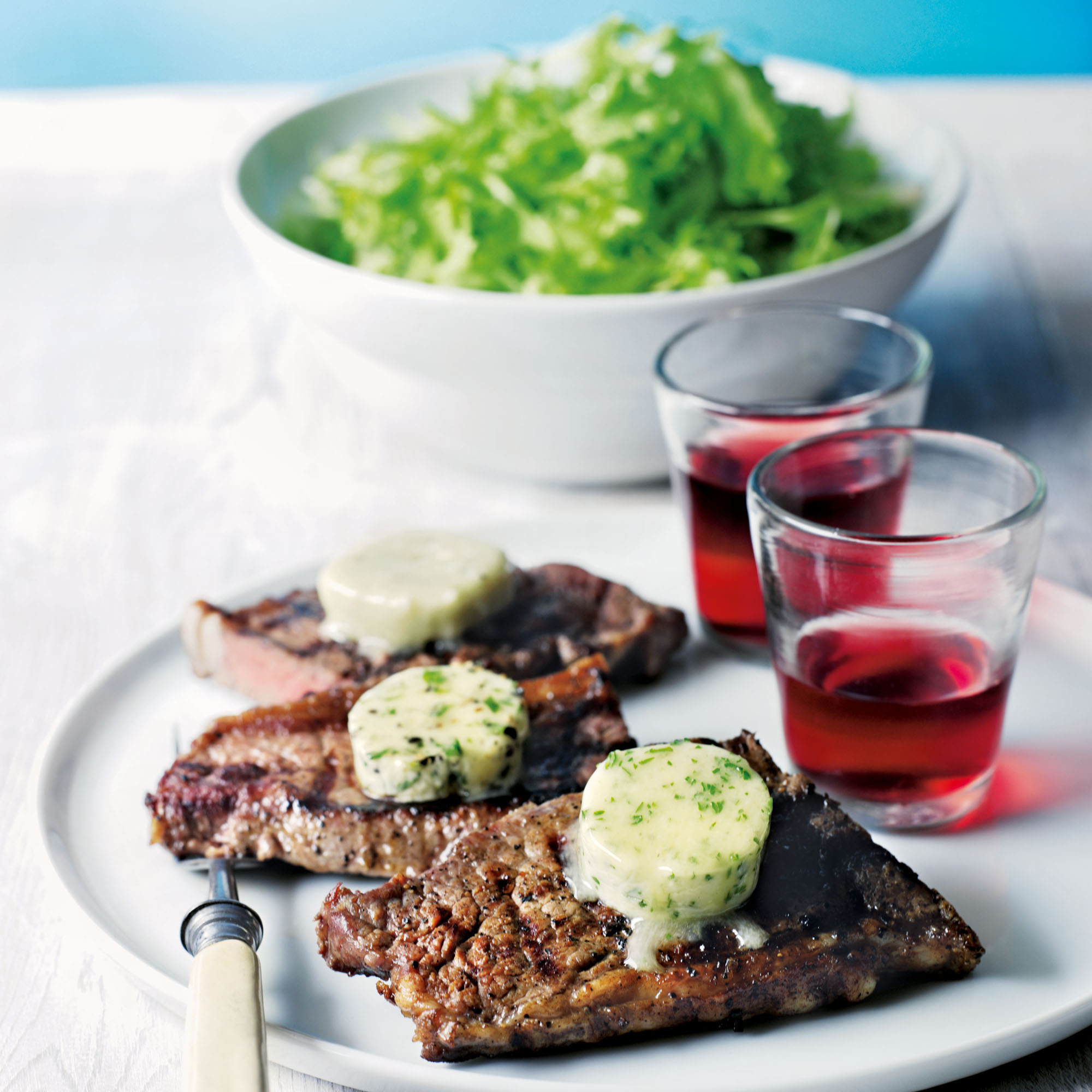 Griddled steak with flavoured butter recipe Griddled steak with flavoured butter recipe