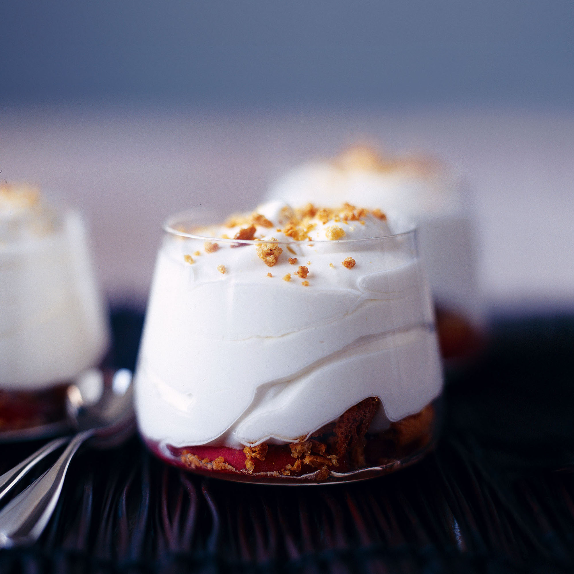 Lemon syllabub with peaches and Amaretti recipe