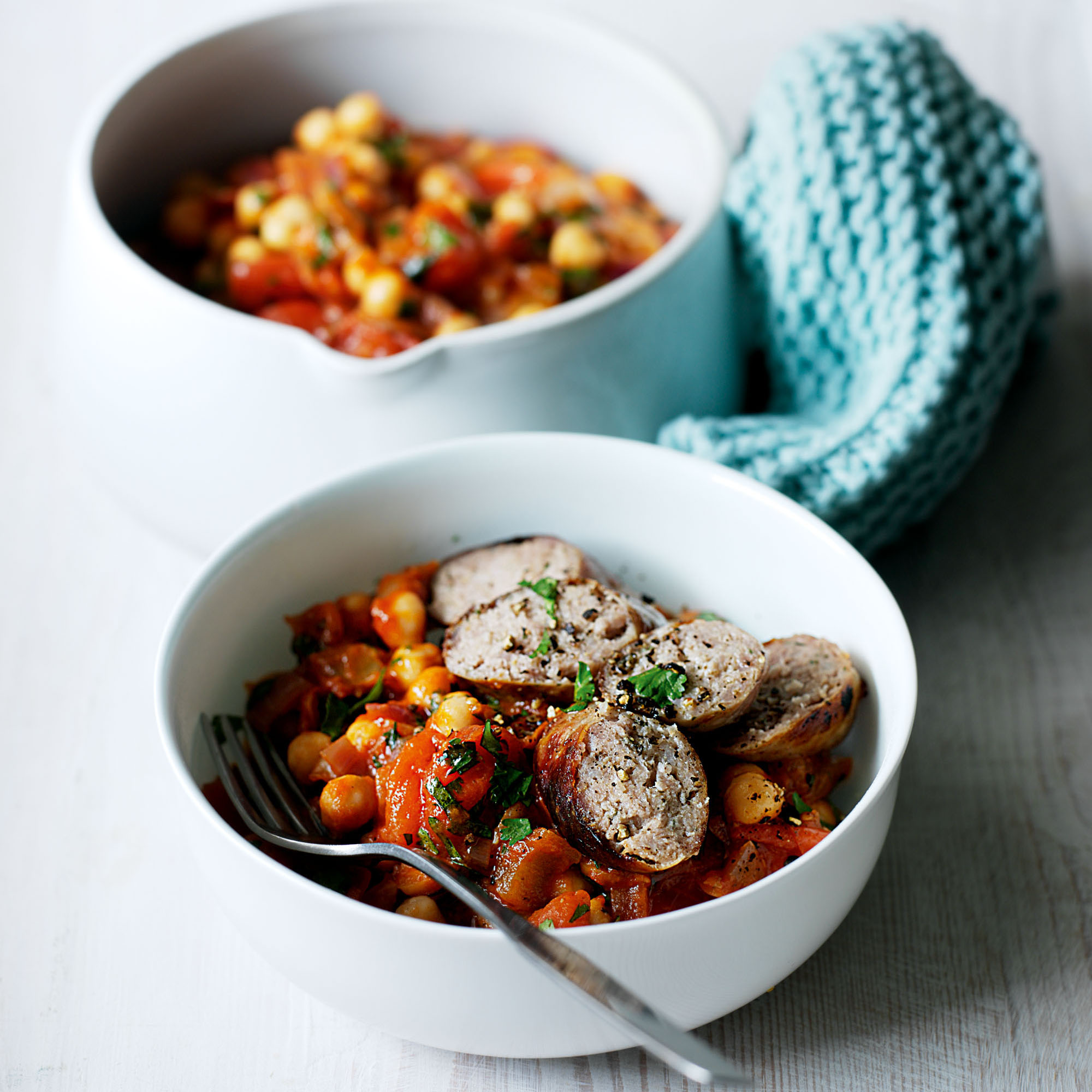 Chickpea and smoky sausage quick casserole recipe Chickpea and smoky sausage quick casserole recipe