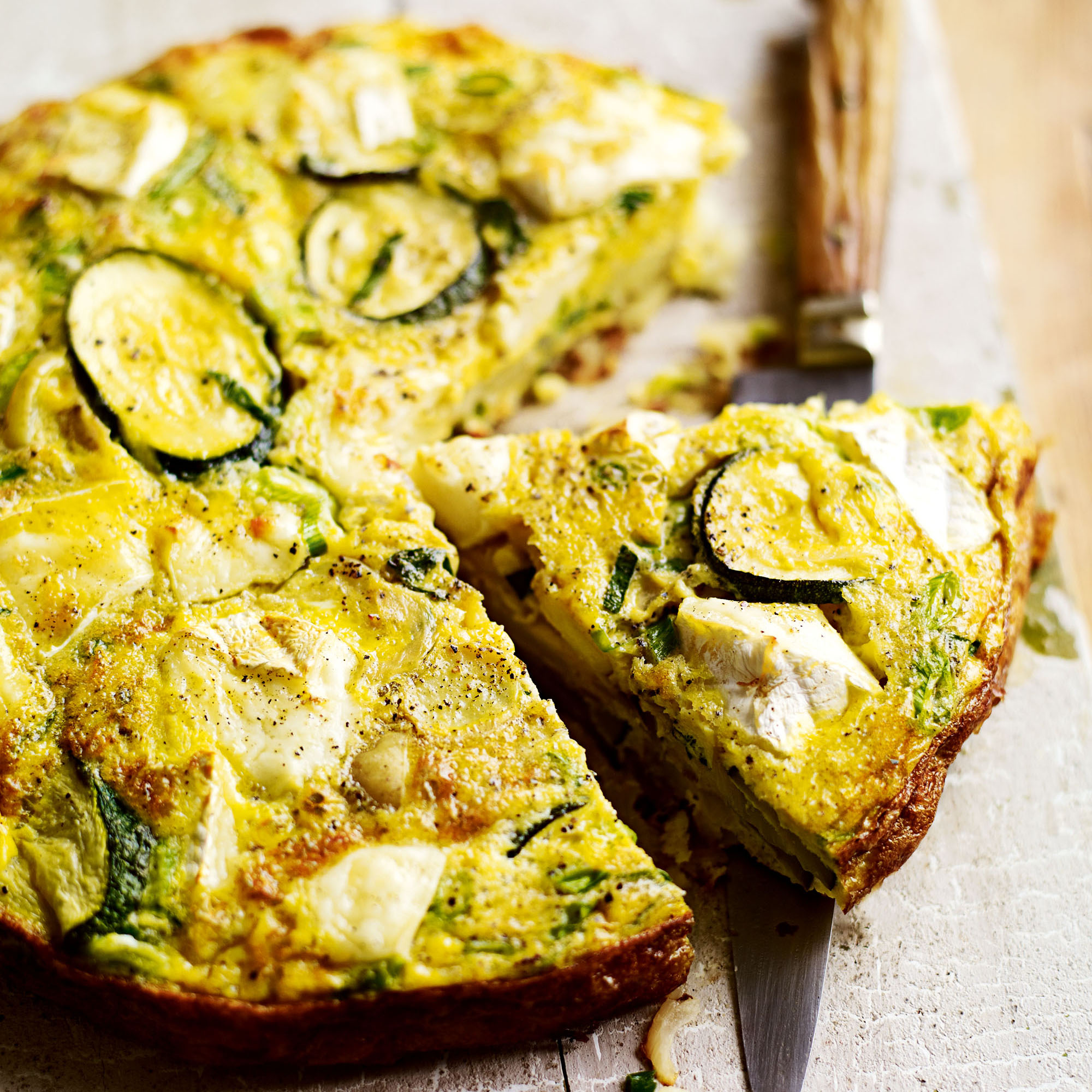 Courgette and goats' cheese tortilla recipe Courgette and goats' cheese tortilla recipe