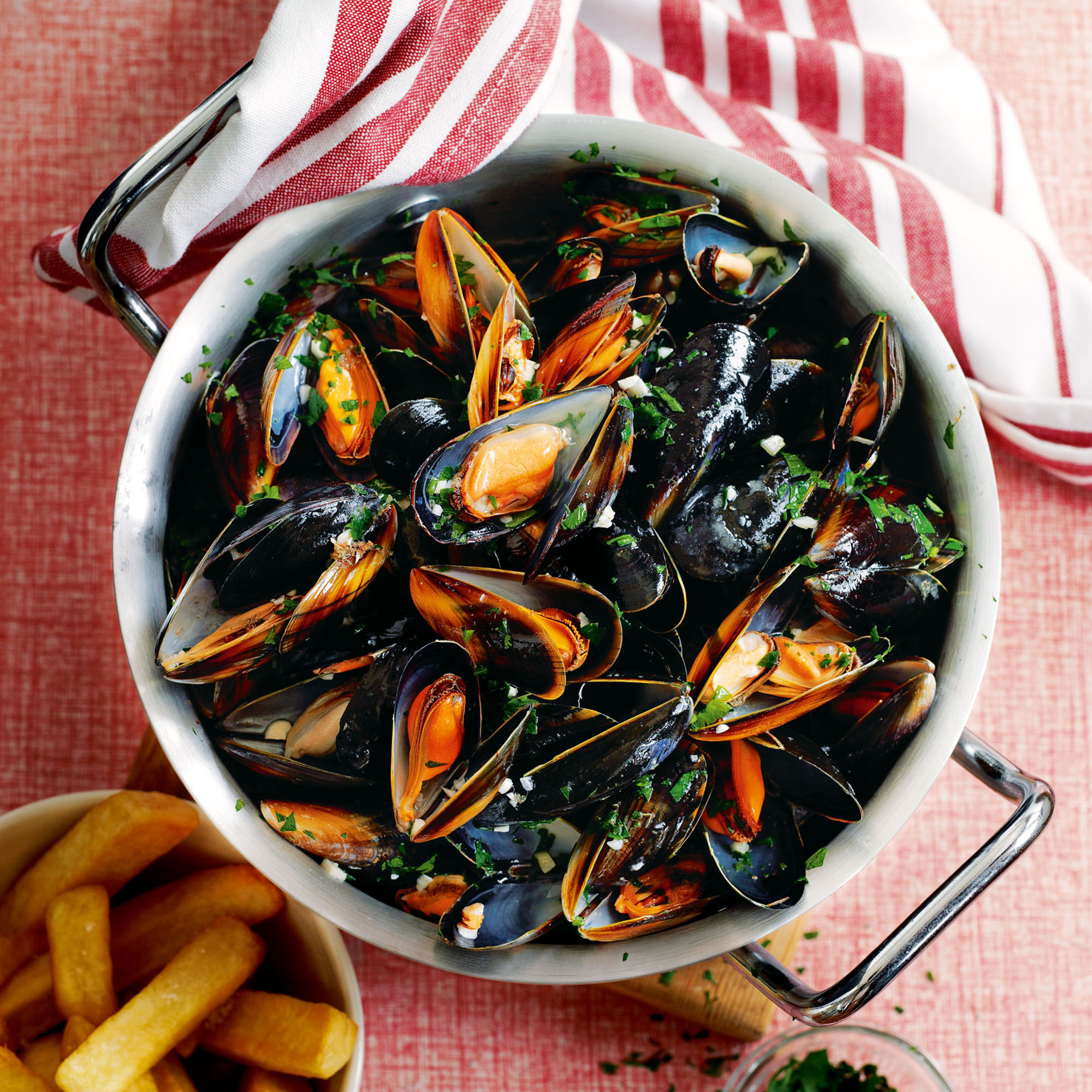 Moules Marinières with Homemade Oven Chips Moules marinières with home-made oven chips recipe-recipe ideas-new recipes-woman and home