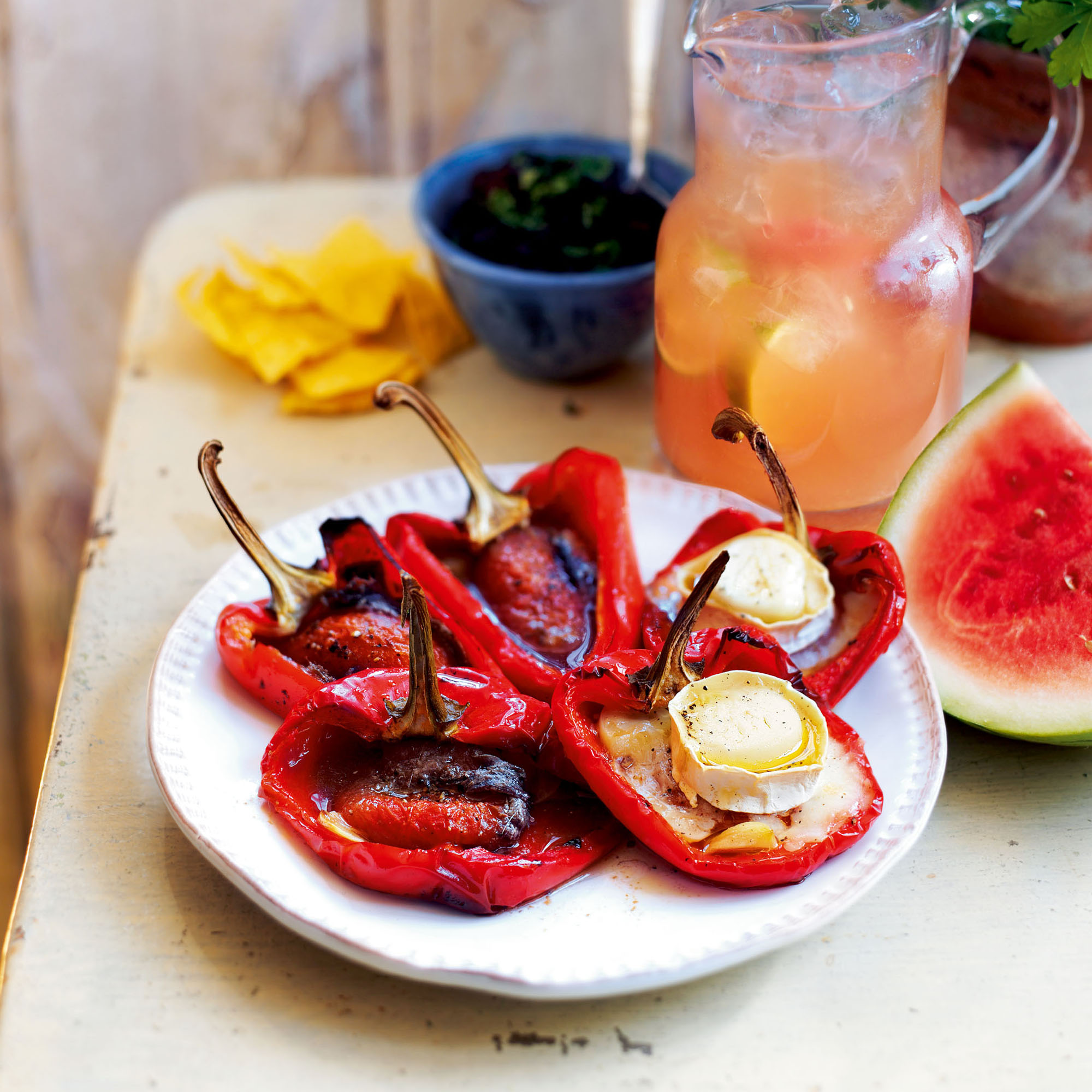 Roasted peppers with goats' cheese and anchovies Roasted peppers with goats' cheese and anchovies
