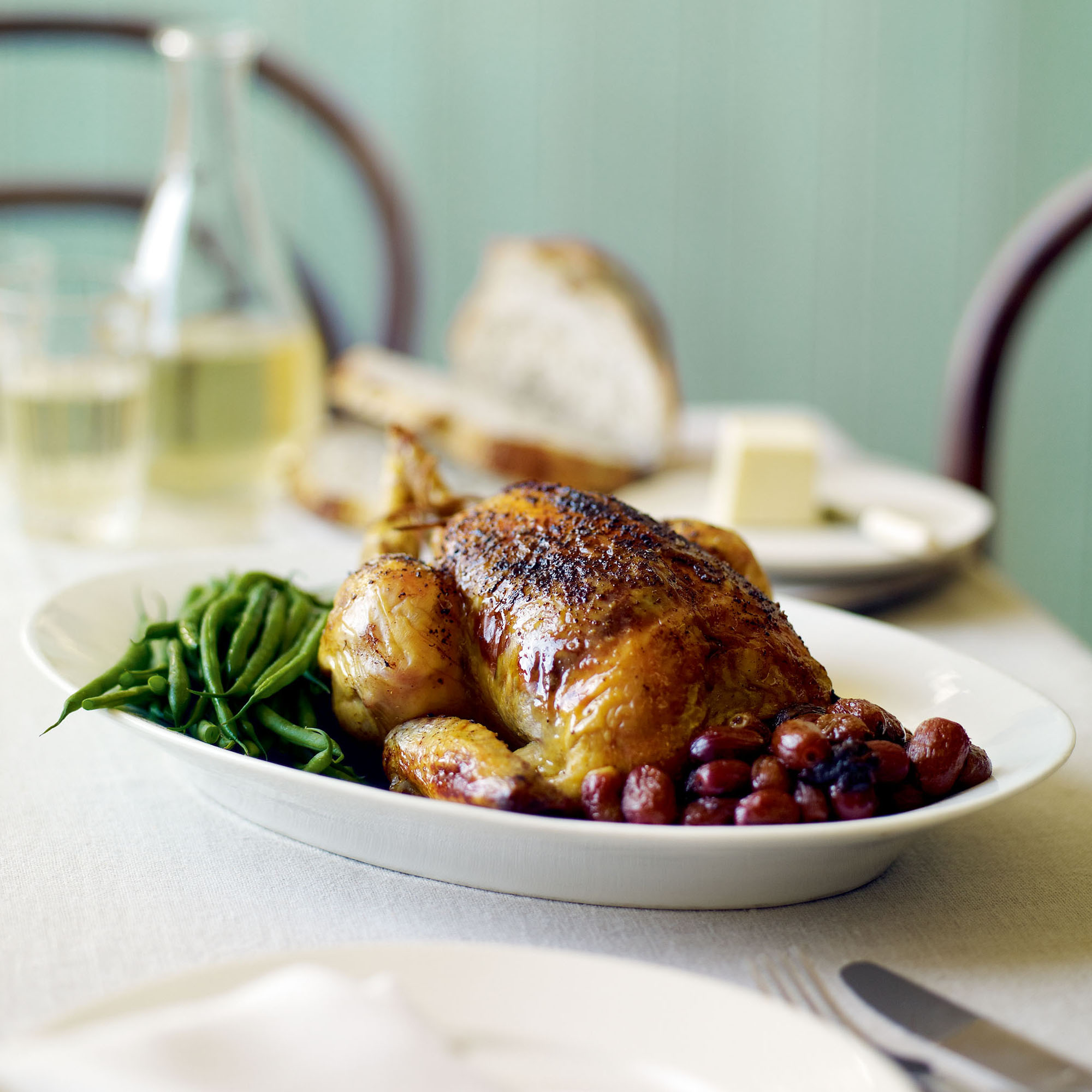 Sumac and lemon chicken with red grapes recipe