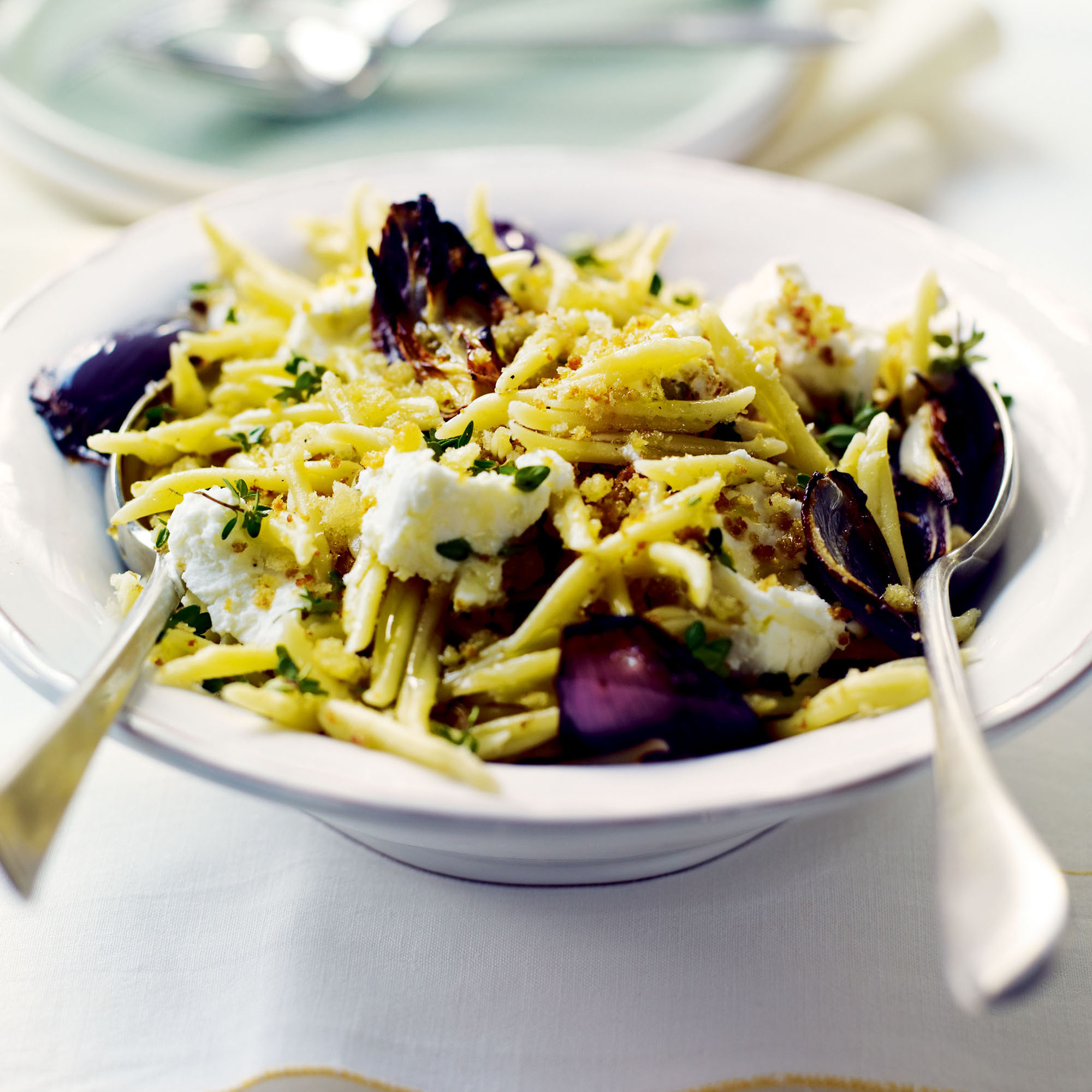 Trofie Pasta with Roasted Red Onions and Goats' Cheese Trofie Pasta with Roasted Red Onions and Goats' Cheese recipe-new recipes-woman and home