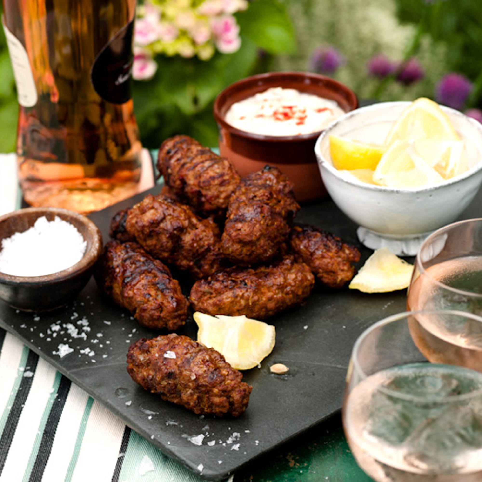 Homemade sausages with spiced mint yogurt recipe Homemade sausages with spiced mint yogurt recipe