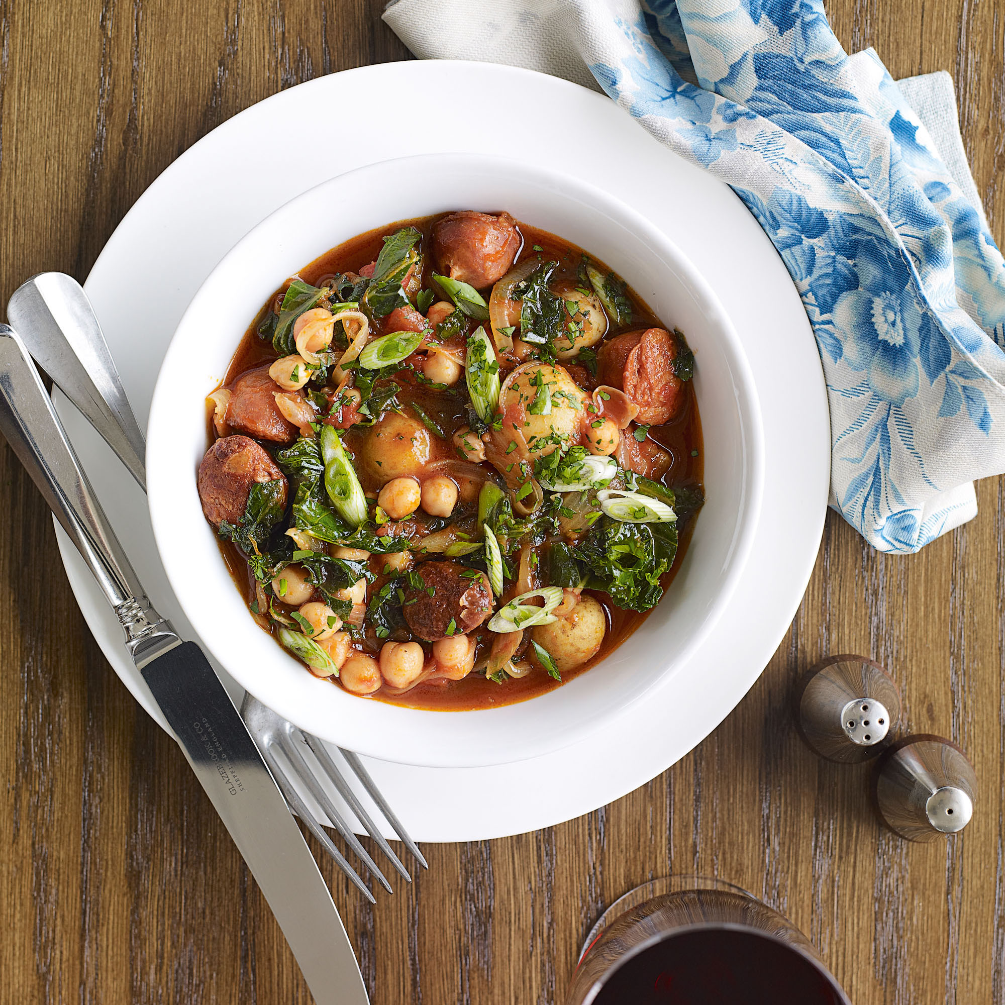 Chorizo, Chickpea and Potato Stew with Kale Woman And Home