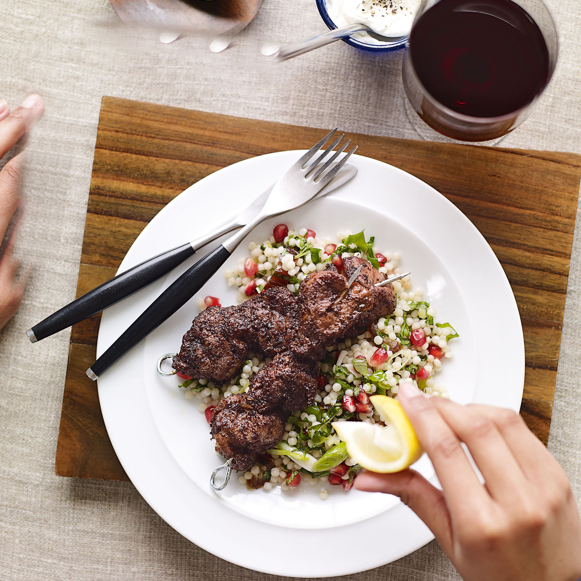 Sumac-spiced lamb kebabs with couscous recipe Sumac-spiced lamb kebabs with couscous recipe