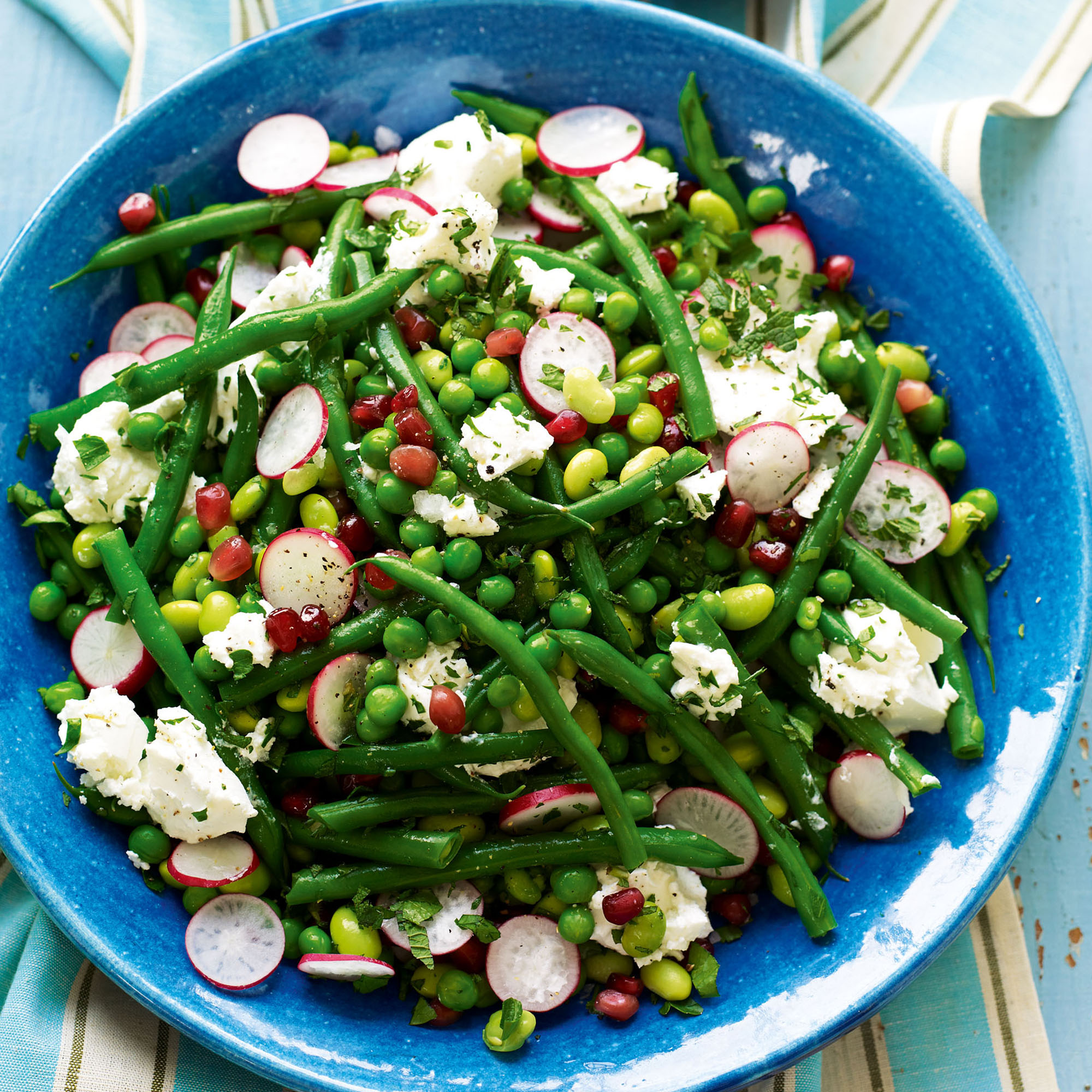 Mixed Bean Salad with Radish, Pomegranate and Fresh Goats' Cheese Mixed Bean Salad with Radish, Pomegranate and Fresh Goats' Cheese