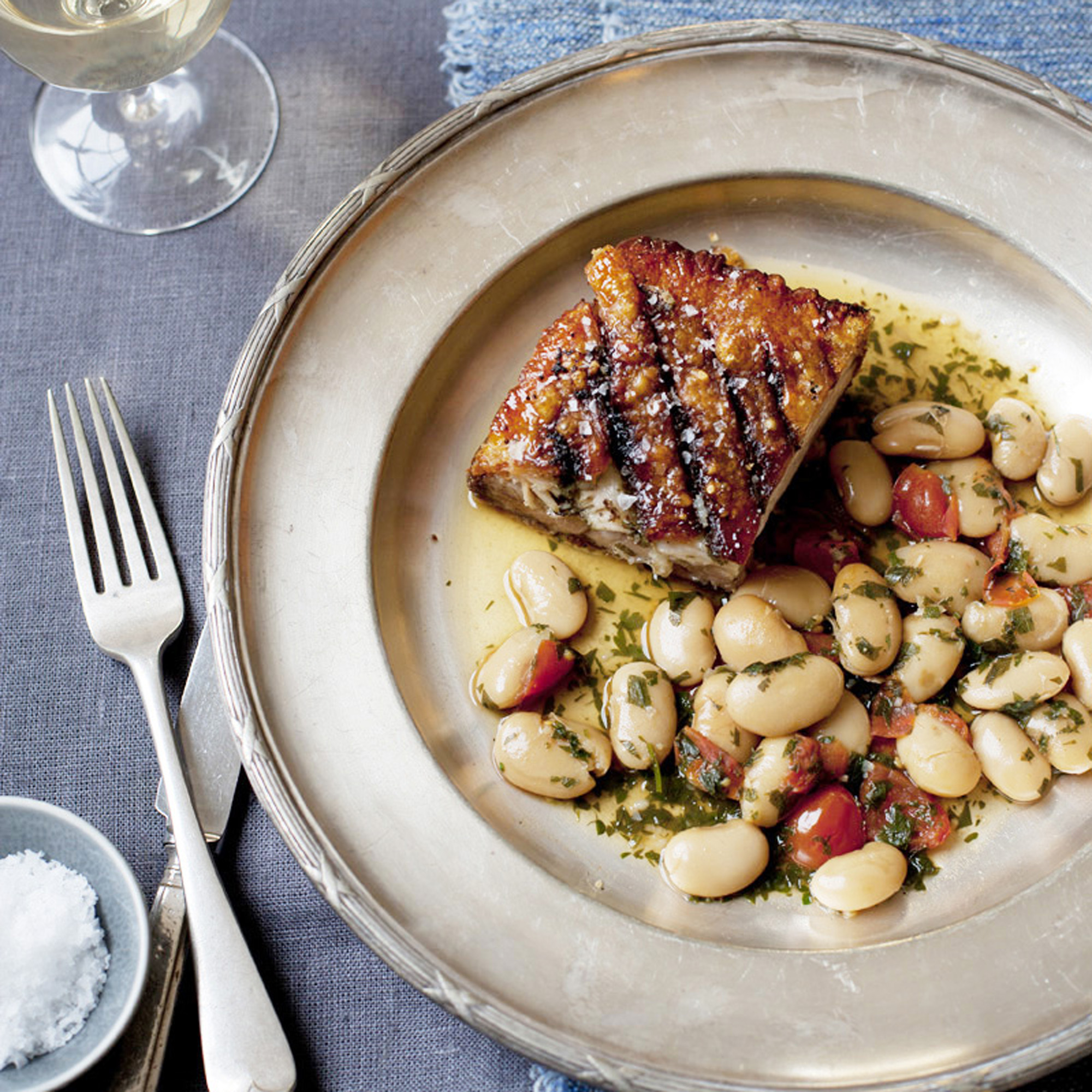 Slow-roasted pork belly with garlic and sage recipe