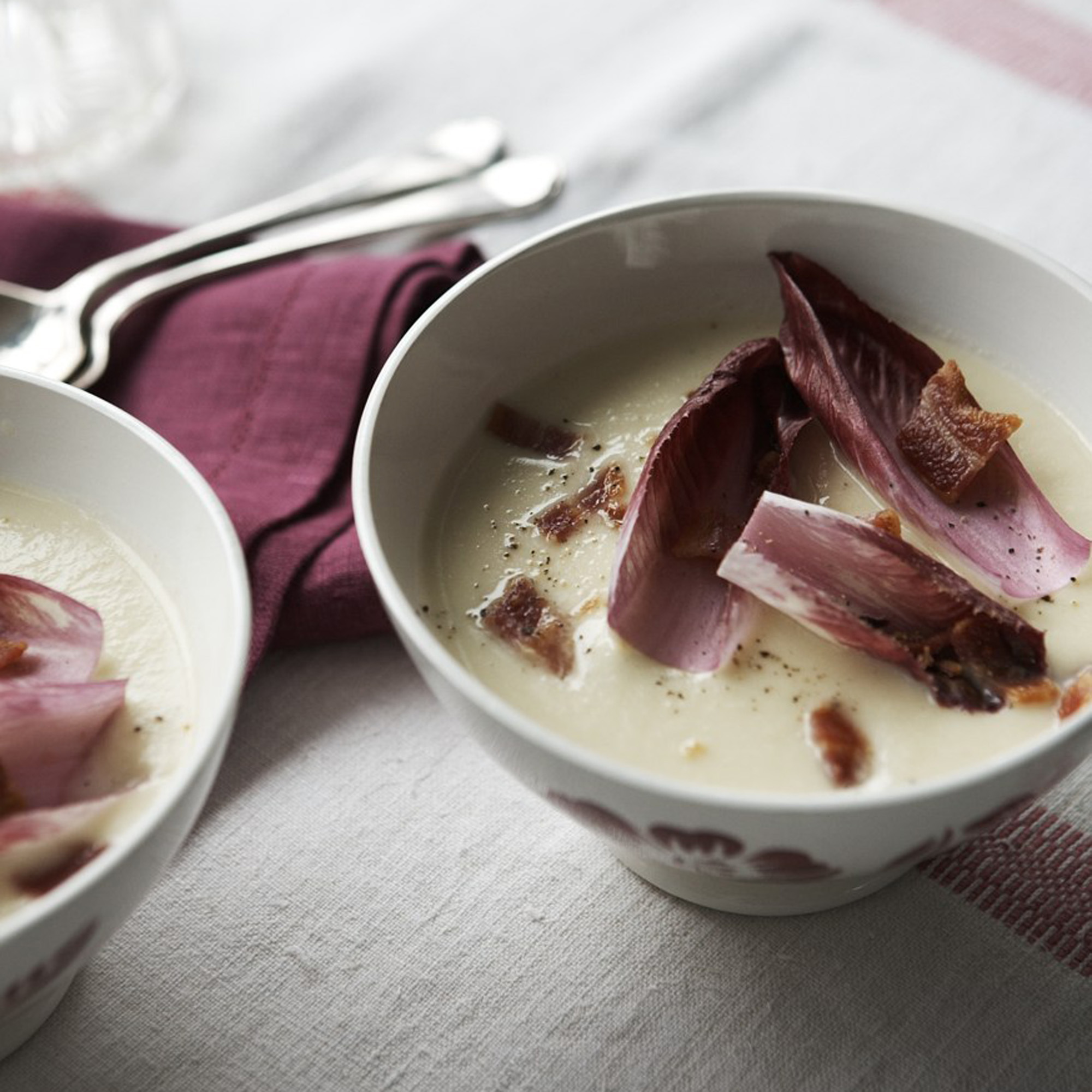 Cauliflower Cheese Soup with Bacon and Chicory Cauliflower Cheese Soup with bacon and Chicory Recipe-recipe ideas-new recipes-woman and home
