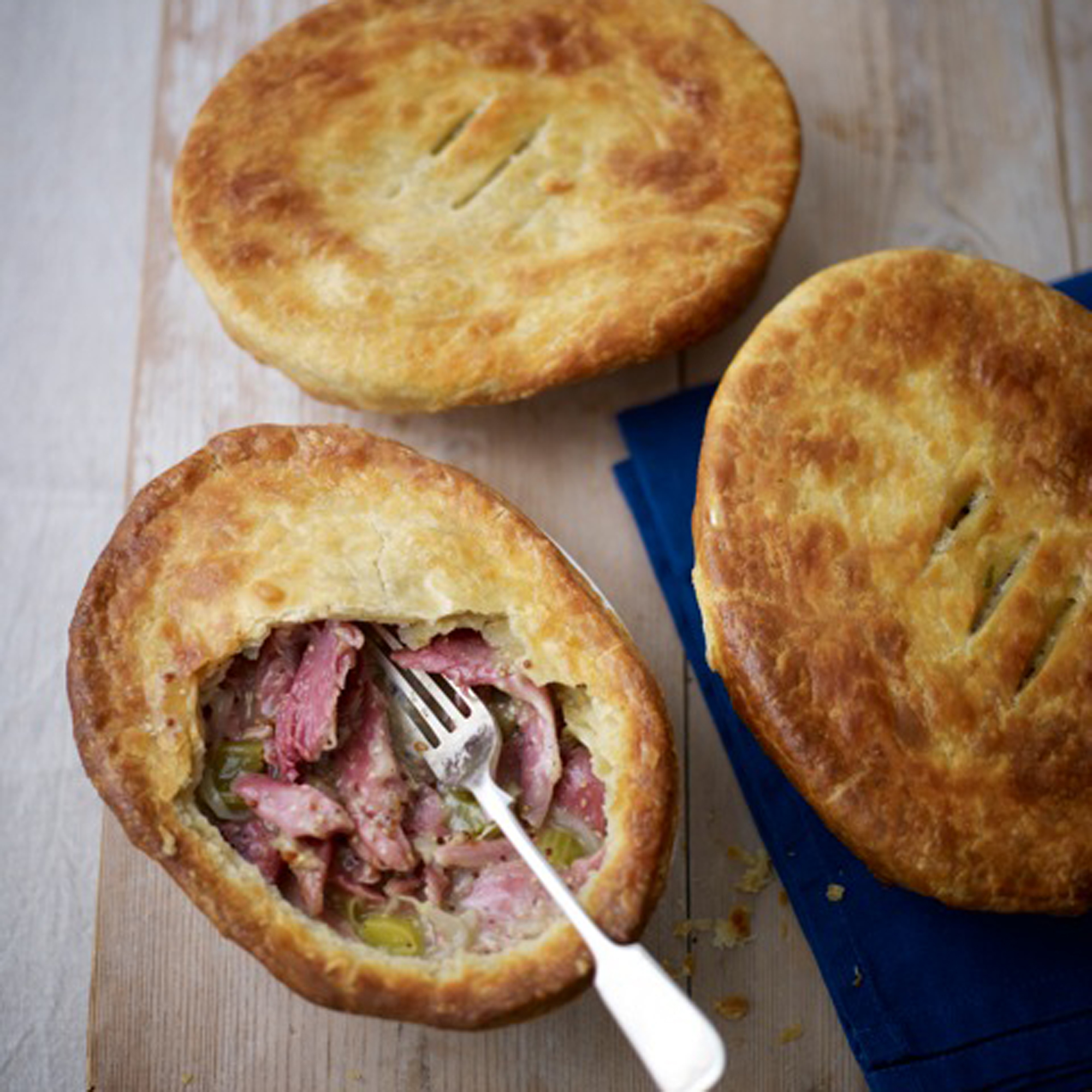 Hot water crust ham hock pie with celery and leeks recipe