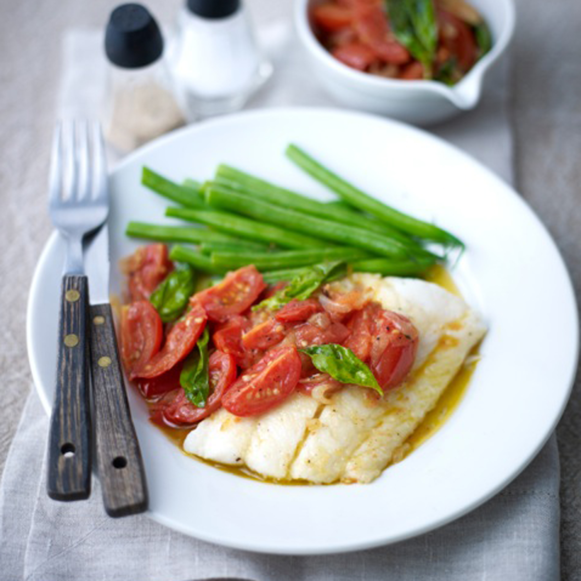 Haddock with hot chopped tomato sauce recipe