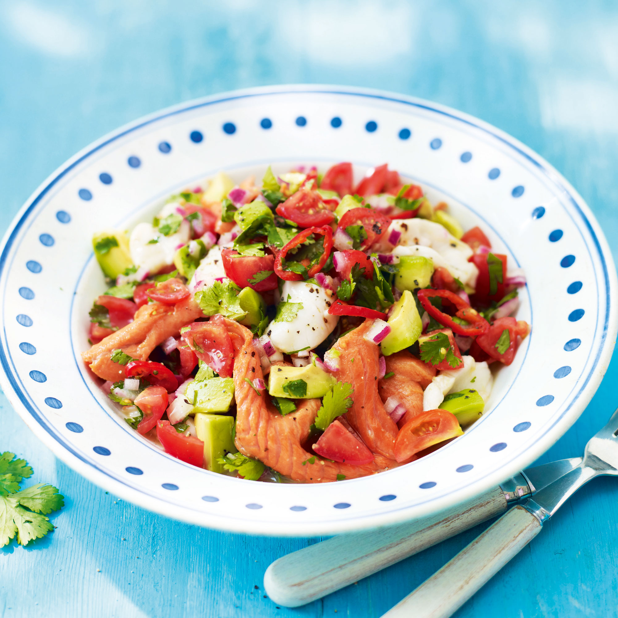 Salmon and scallop ceviche with avocado and lime recipe Salmon and scallop ceviche with avocado and lime recipe