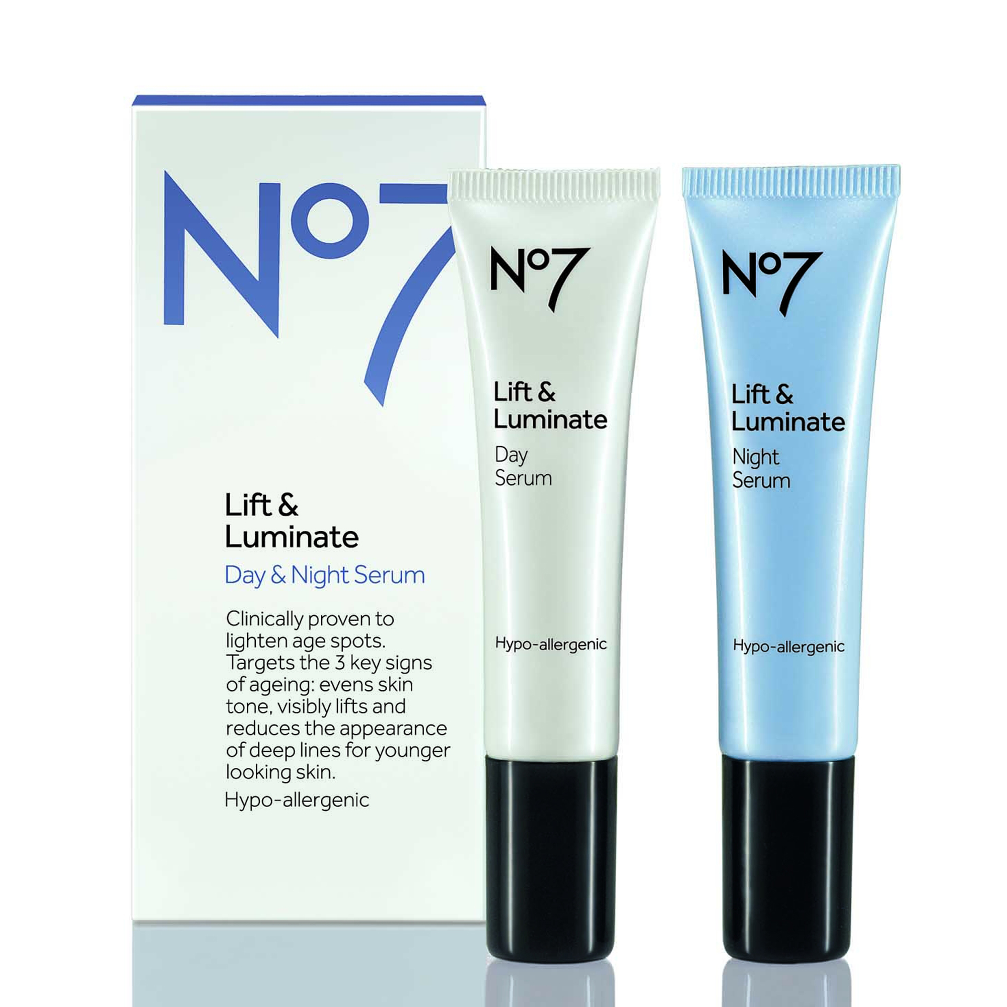 No 7 Lift and Luminate Day and Night serum