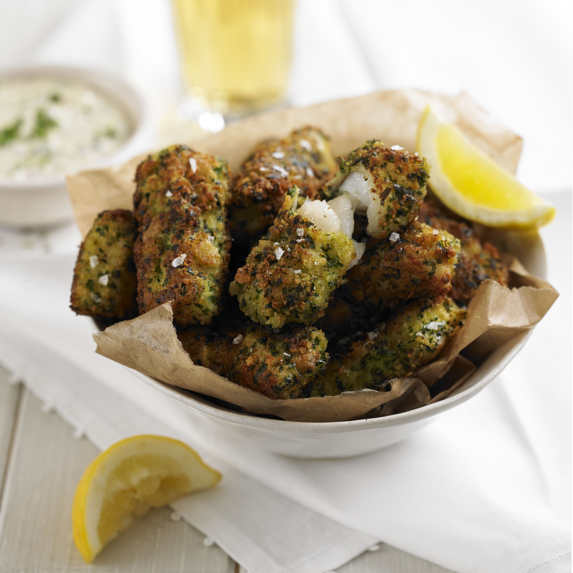 Fish goujons with a gremolata crust and homemade tartare sauce recipe Fish goujons with a gremolata crust and homemade tartare sauce recipe