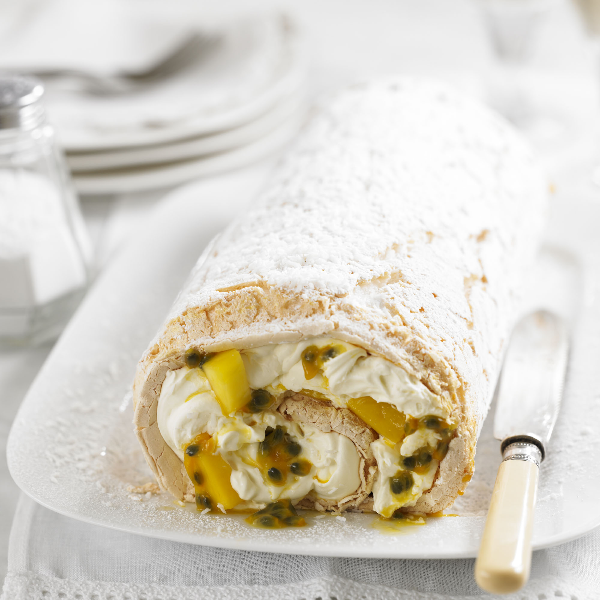 Passionfruit and Mango Meringue Roulade Passionfruit & mango meringue roulade recipe-recipes-recipe ideas-new recipes-woman and home