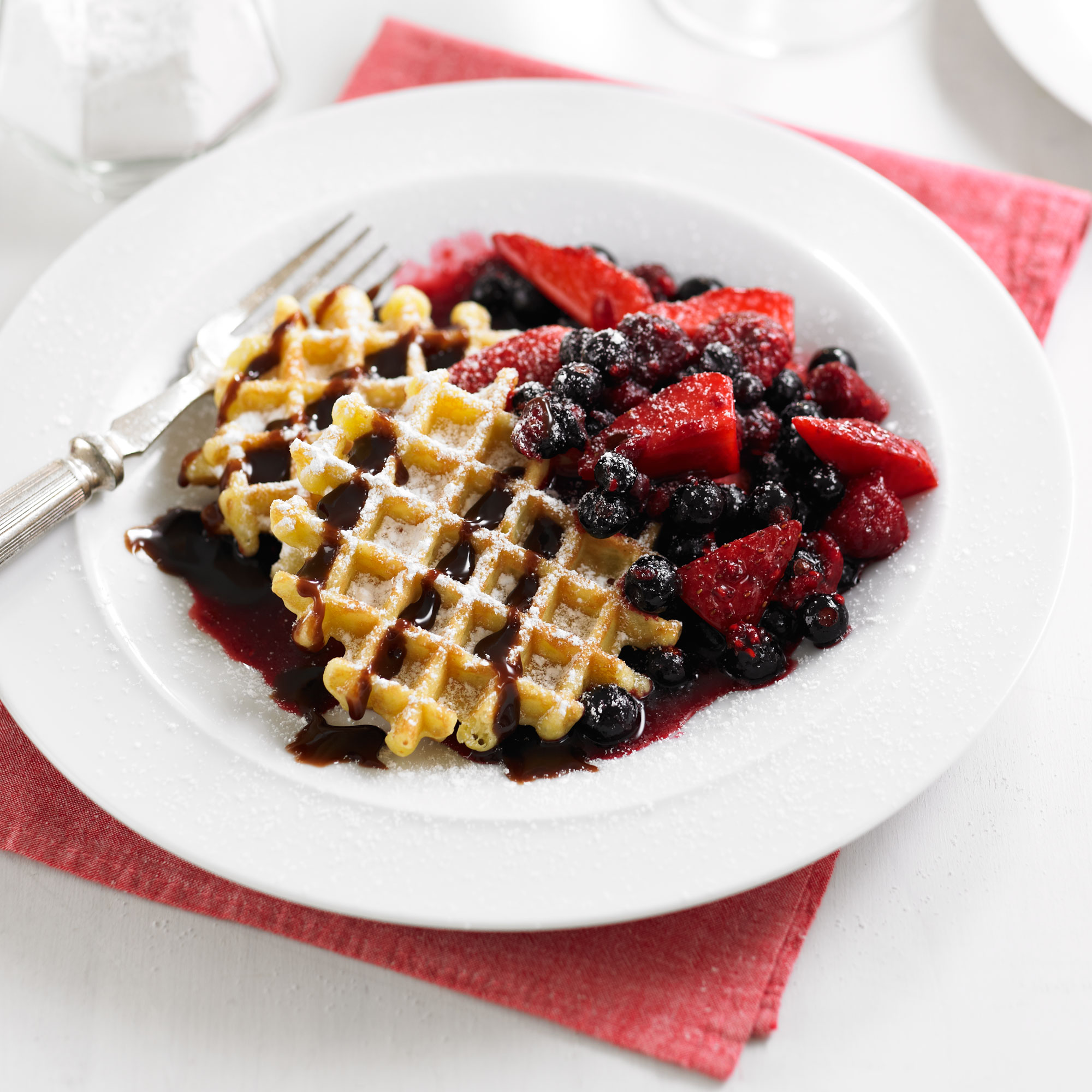 Boozy berry waffles recipe