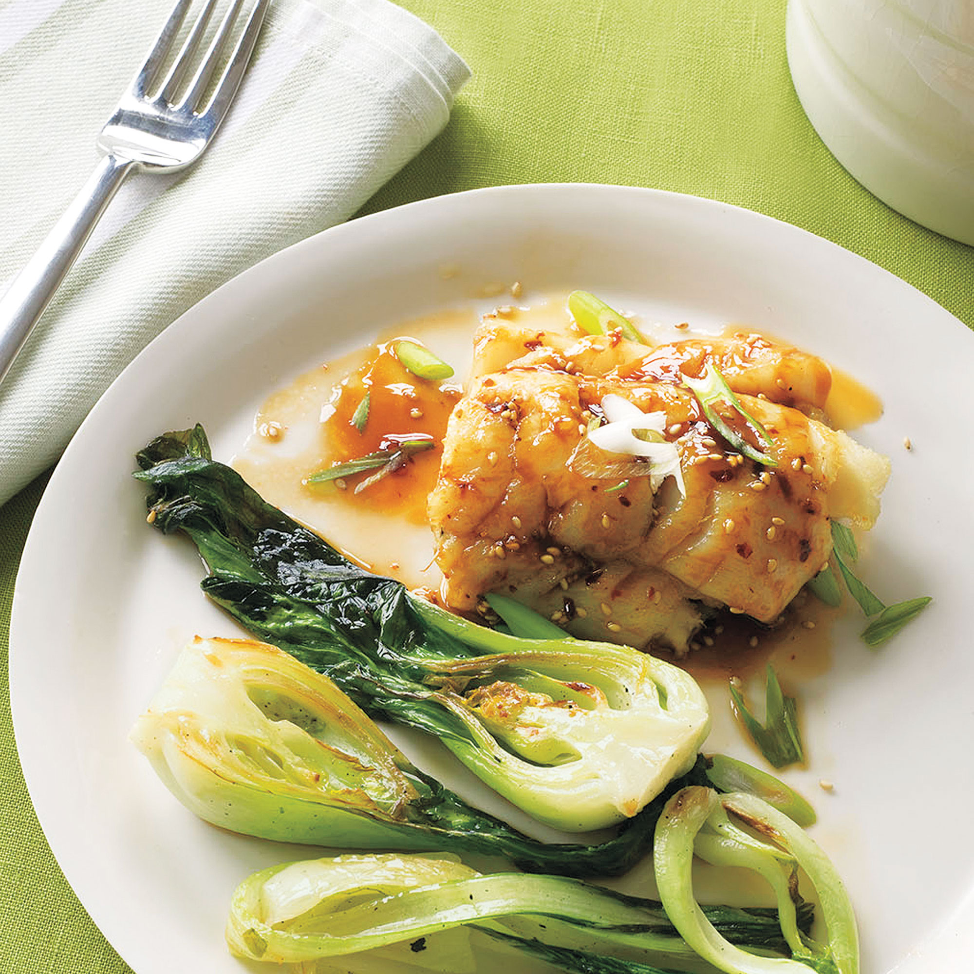 Carb Lover's maple-glazed cod with pak choi Carb Lover's maple-glazed cod with pak choi