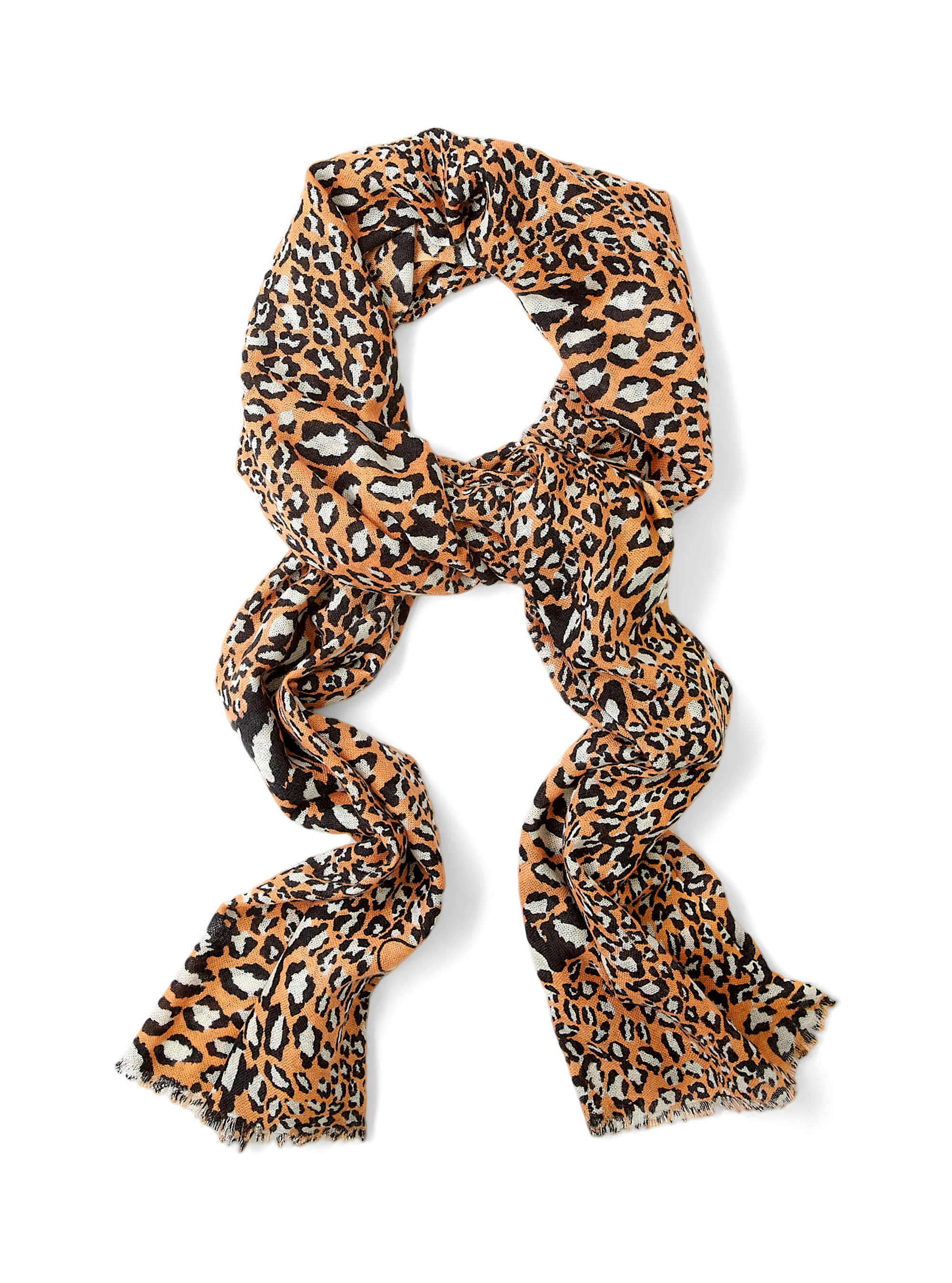 Diane Von Furstenberg Snow Orange Kenley Leopard Scarf