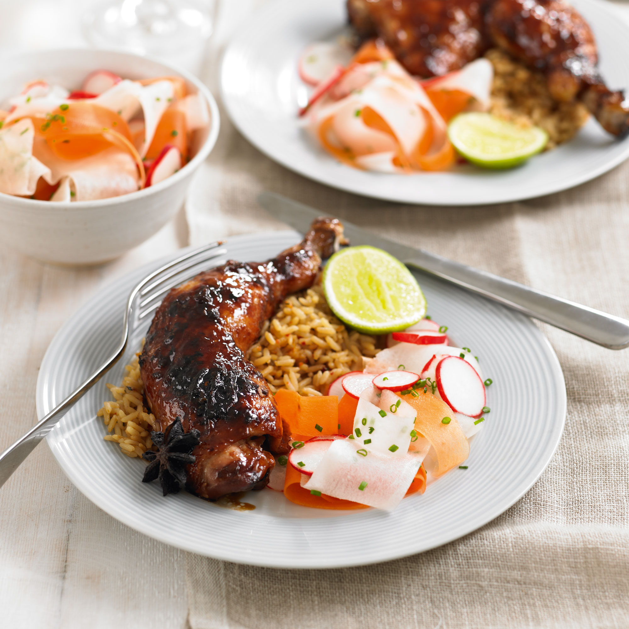 Char siu chicken with salad