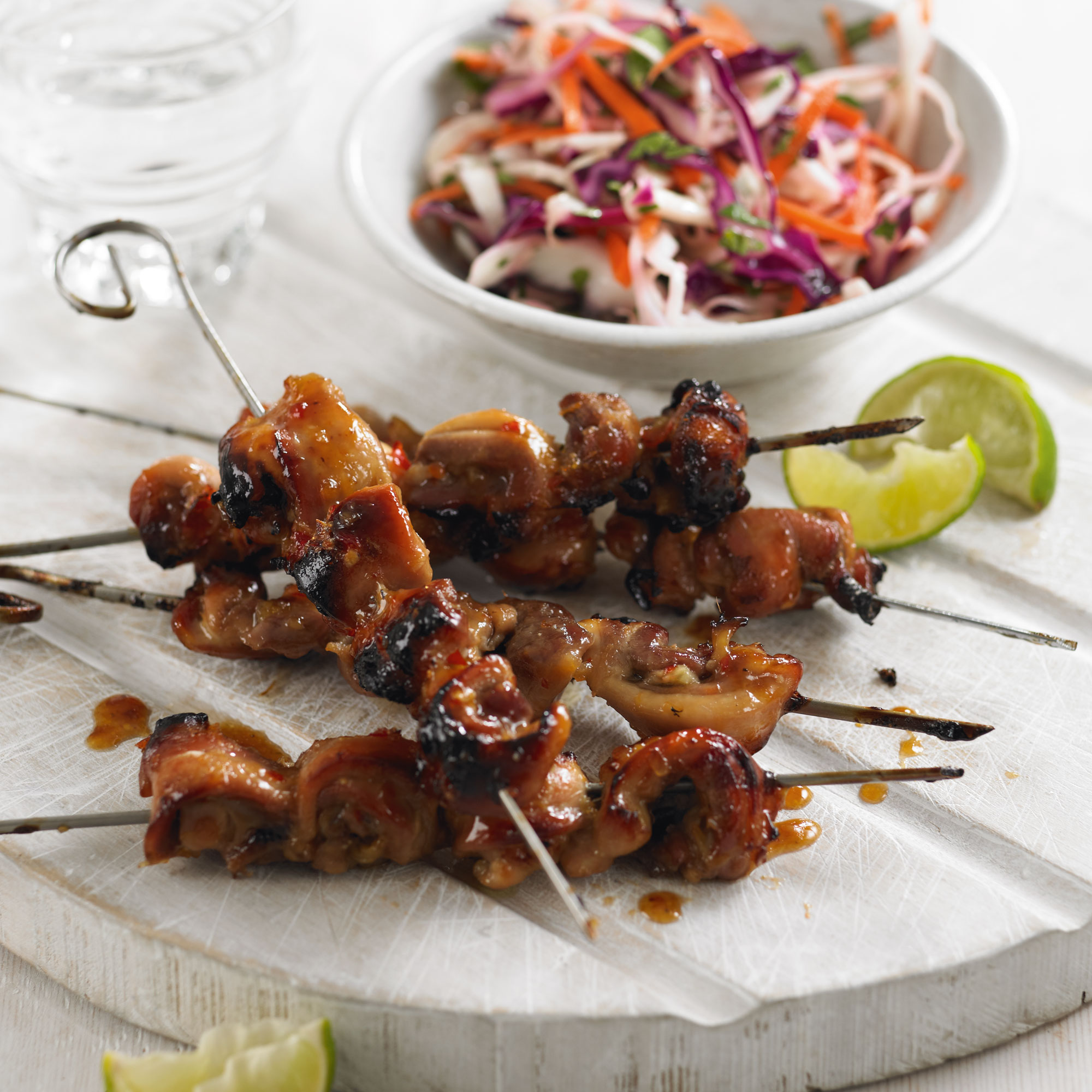 Chicken Skewers with Pickled Slaw Chicken Skewers with Pickled Slaw
