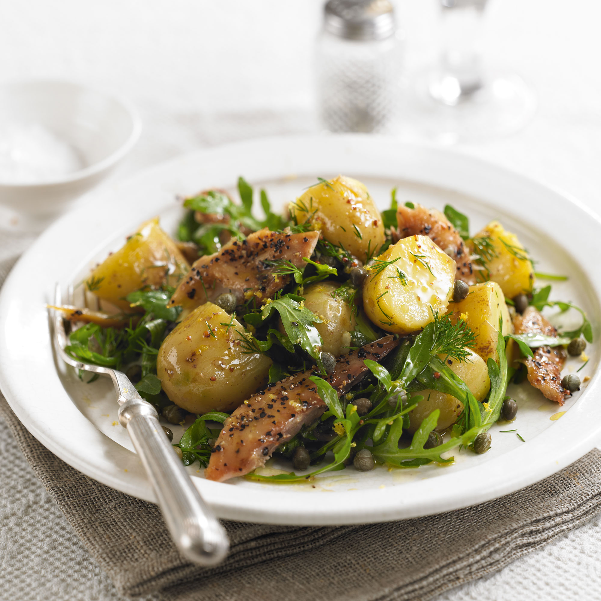 Mackerel, rocket and potato salad Mackerel, rocket and potato salad