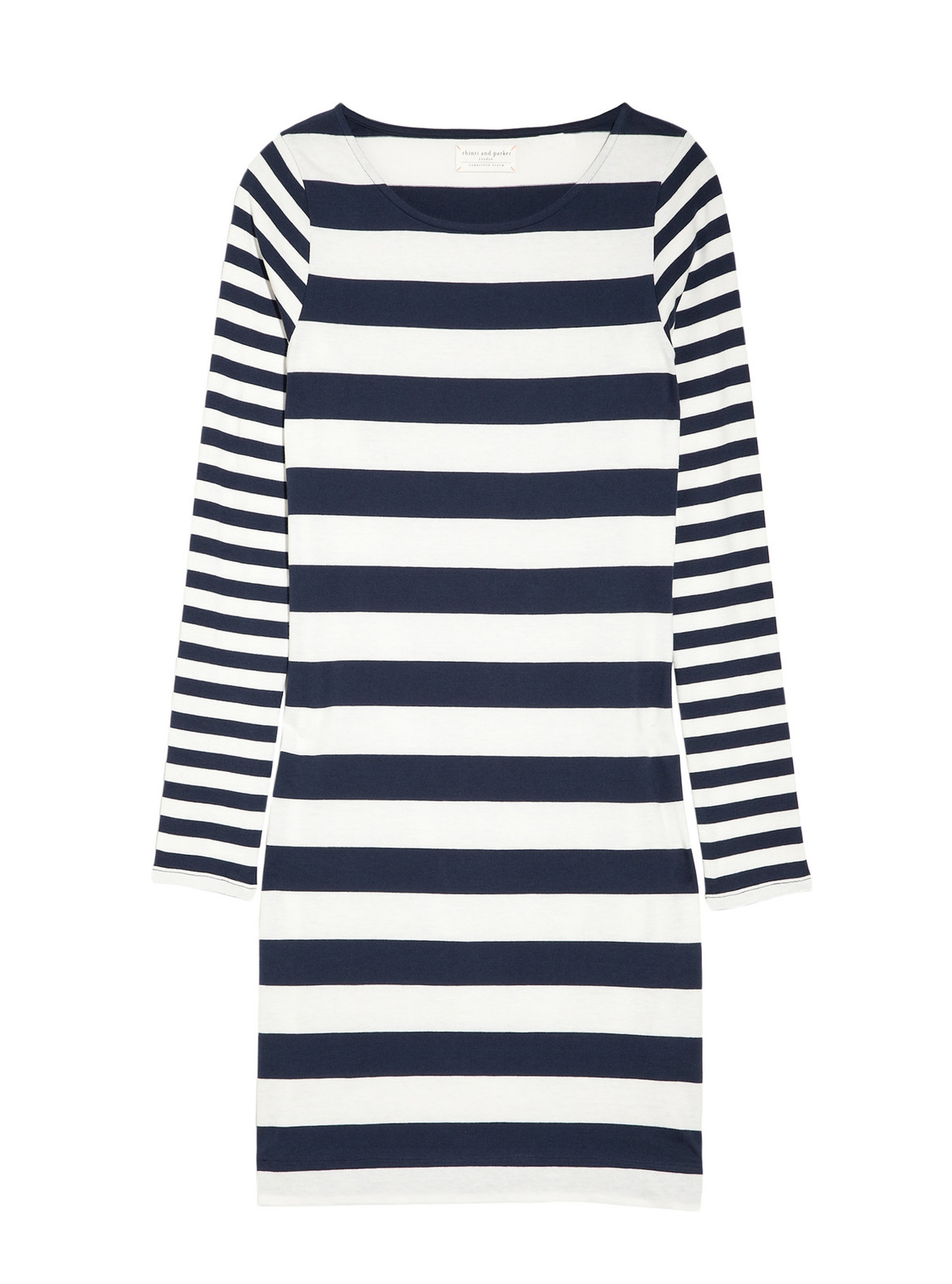 Chinti and Parker Contrast-Stripe Cotton Dress