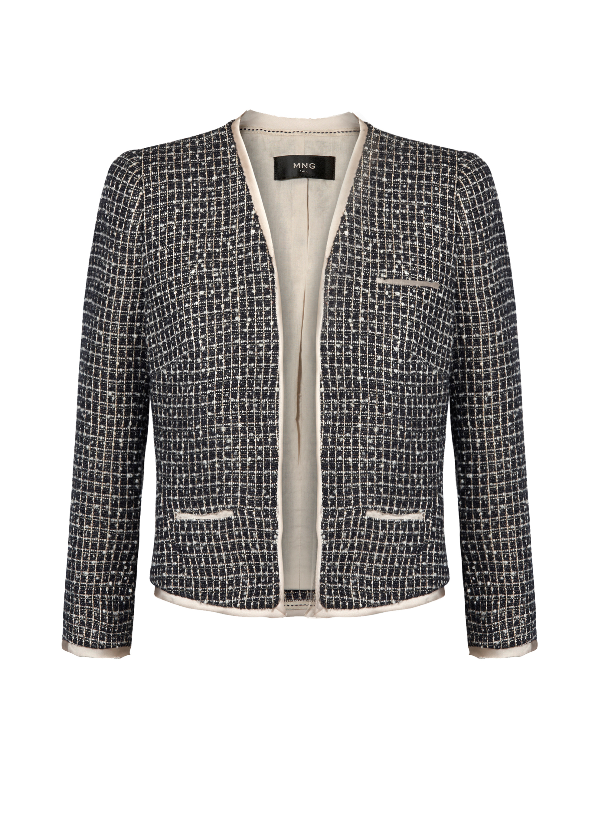 Mango Contrast Trimming Boucle Jacket Mango Contrast Trimming Boucle Jacket