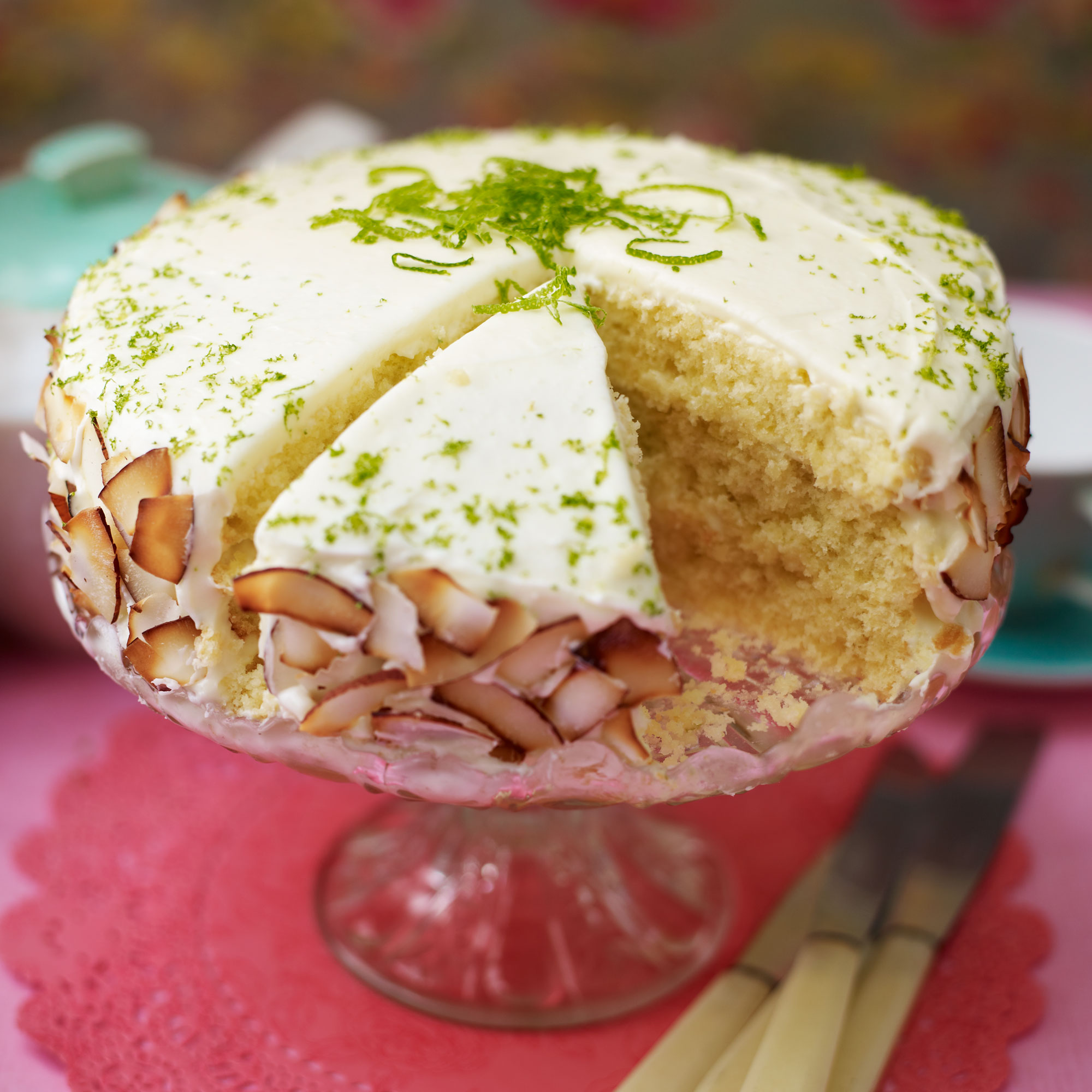 Lime and coconut layer cake