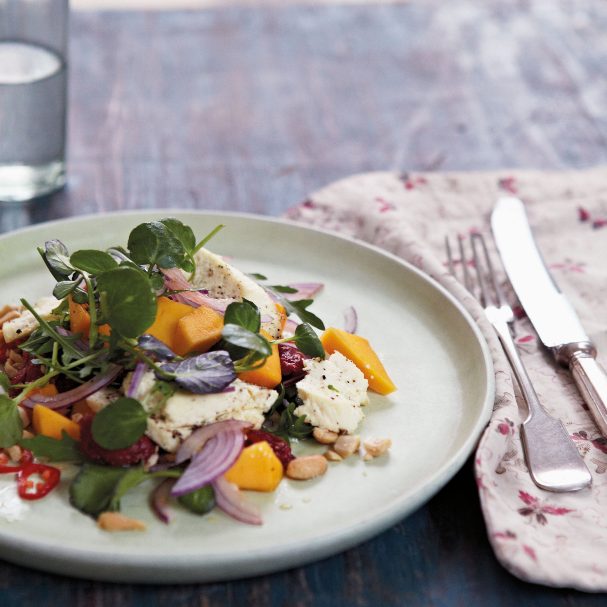 Grilled Paneer and Mango Salad with Ginger Dressing Grilled Paneer and Mango Salad with Ginger Dressing