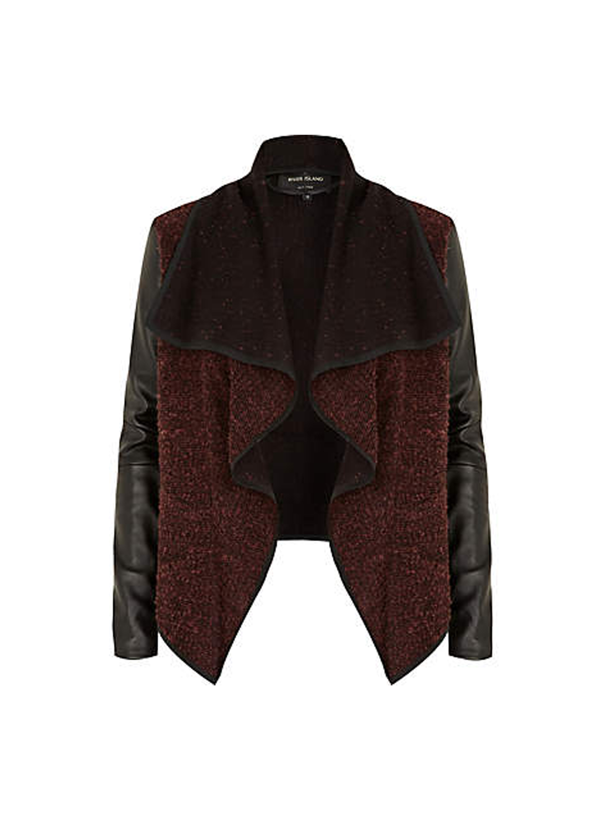 River Island Red PU Sleeve Fallaway Biker Jacket