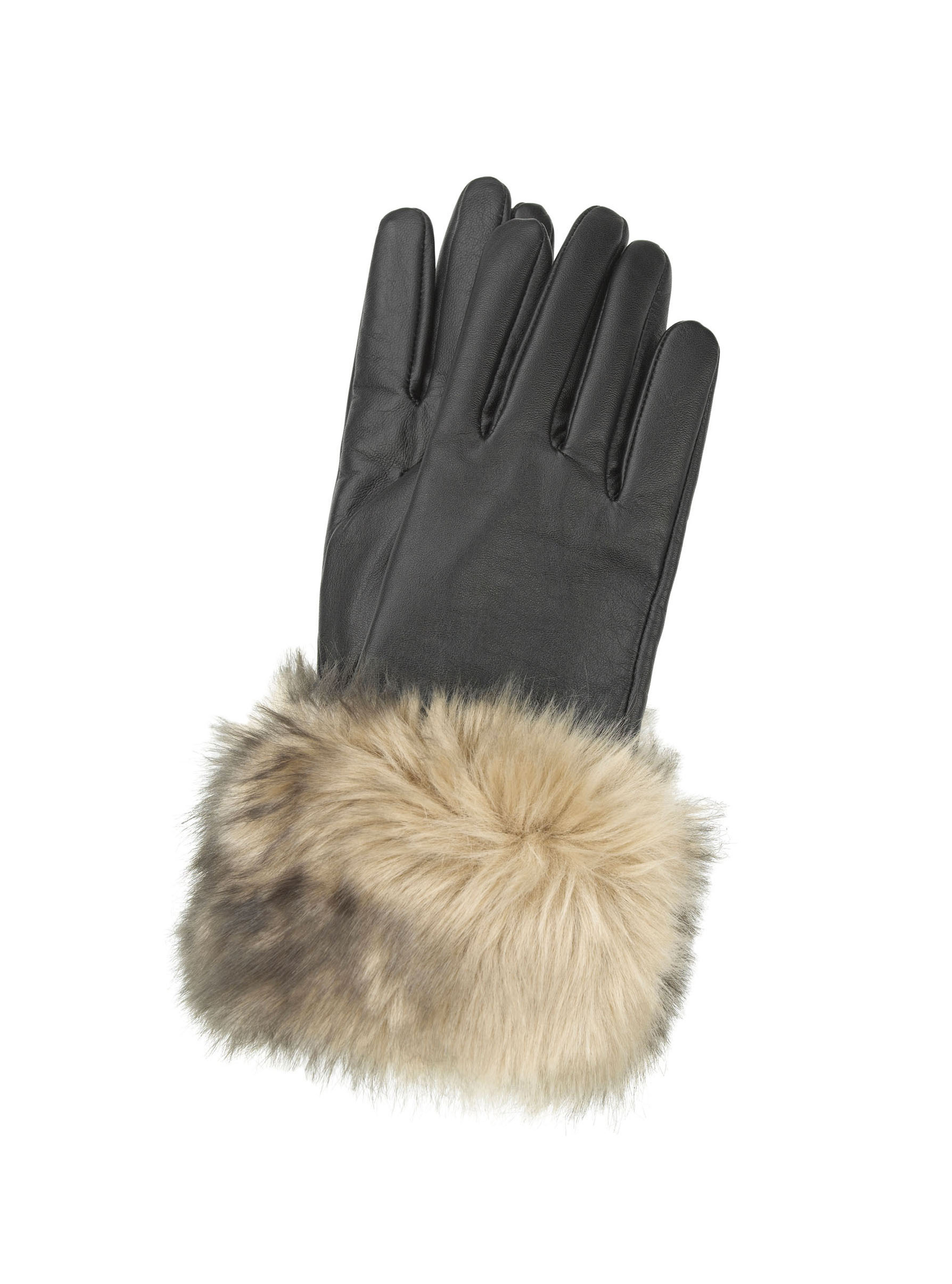 Accessorize Luxe Fur Cuff Leather Glove