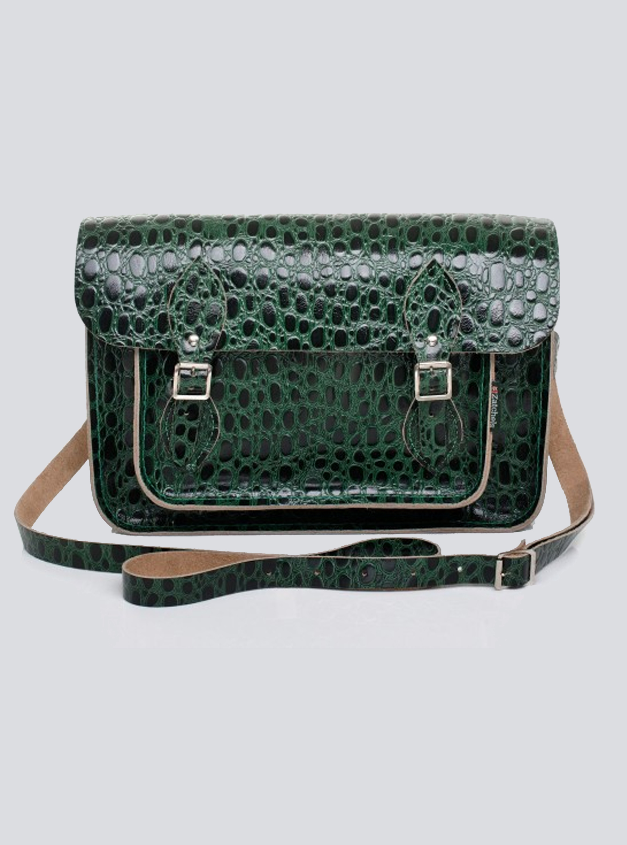 Zatchels Green Reptile Print Leather Satchel Zatchels Green Reptile Print Leather Satchel