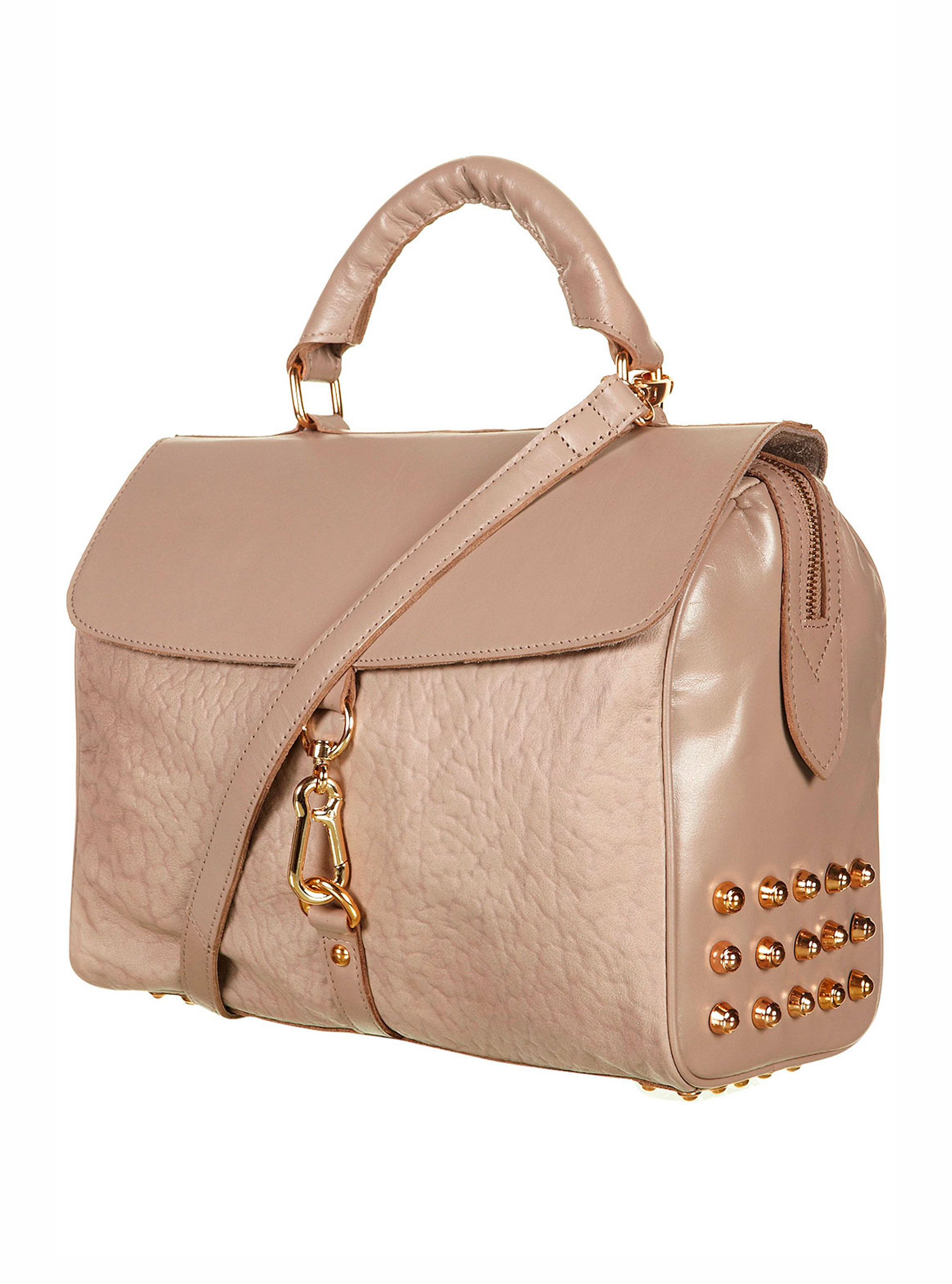 Topshop leather studded and clip bag