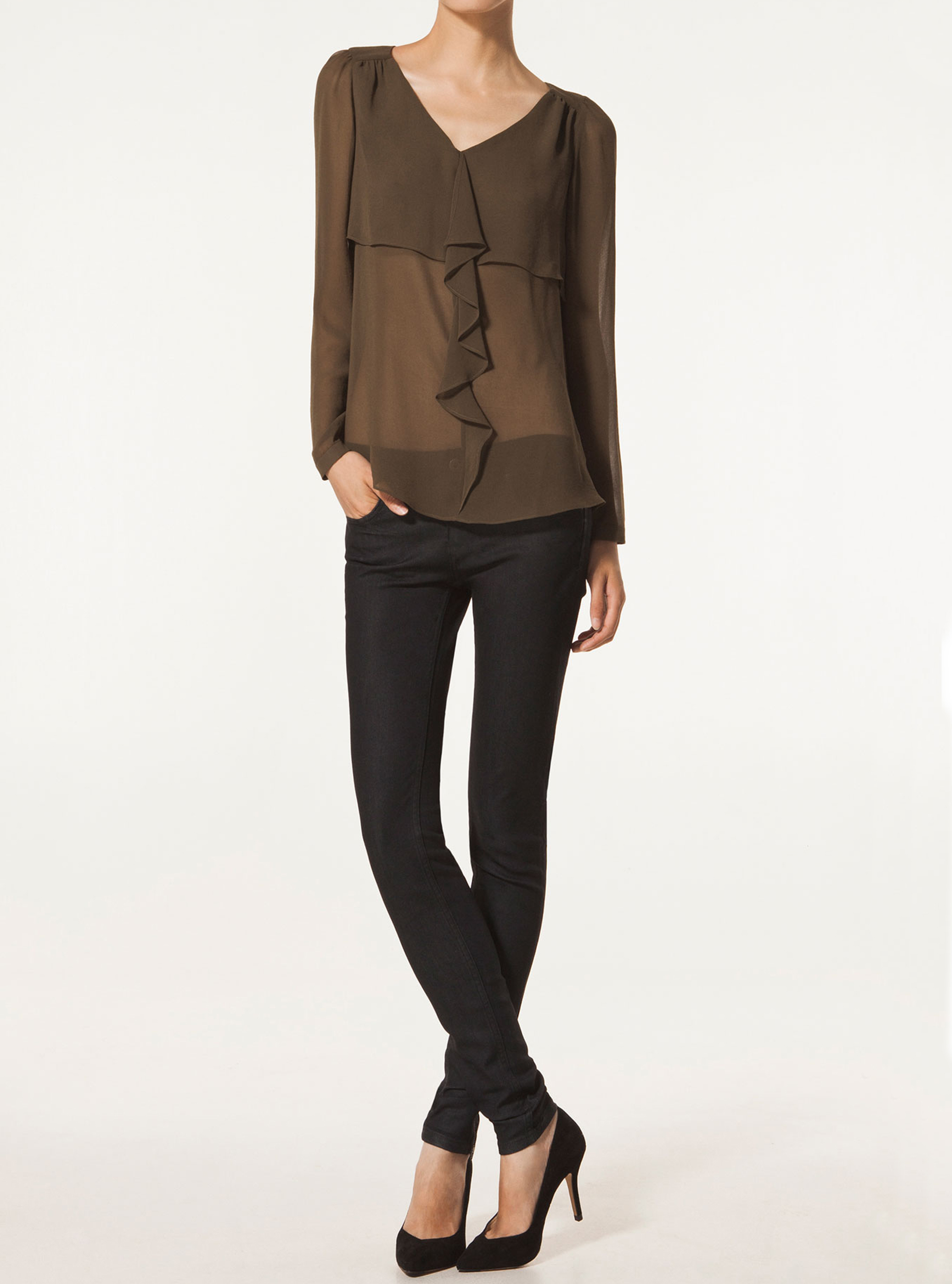 Massimo Dutti Shirt With Front Flounce